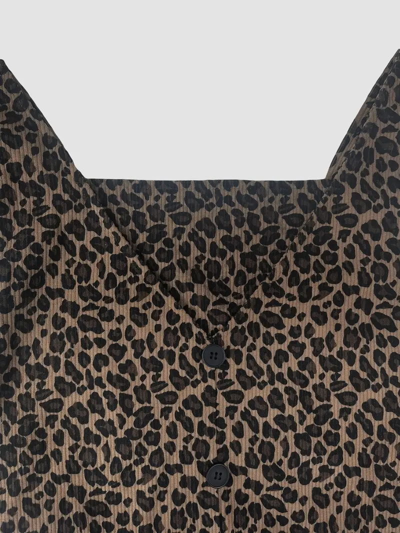 Women's High Neck Inner Layer + Leopard Print Strap Skirt Set, Casual Daily Spring Autumn Commuter, Two-Piece Ensemble, Top And Skirt Set