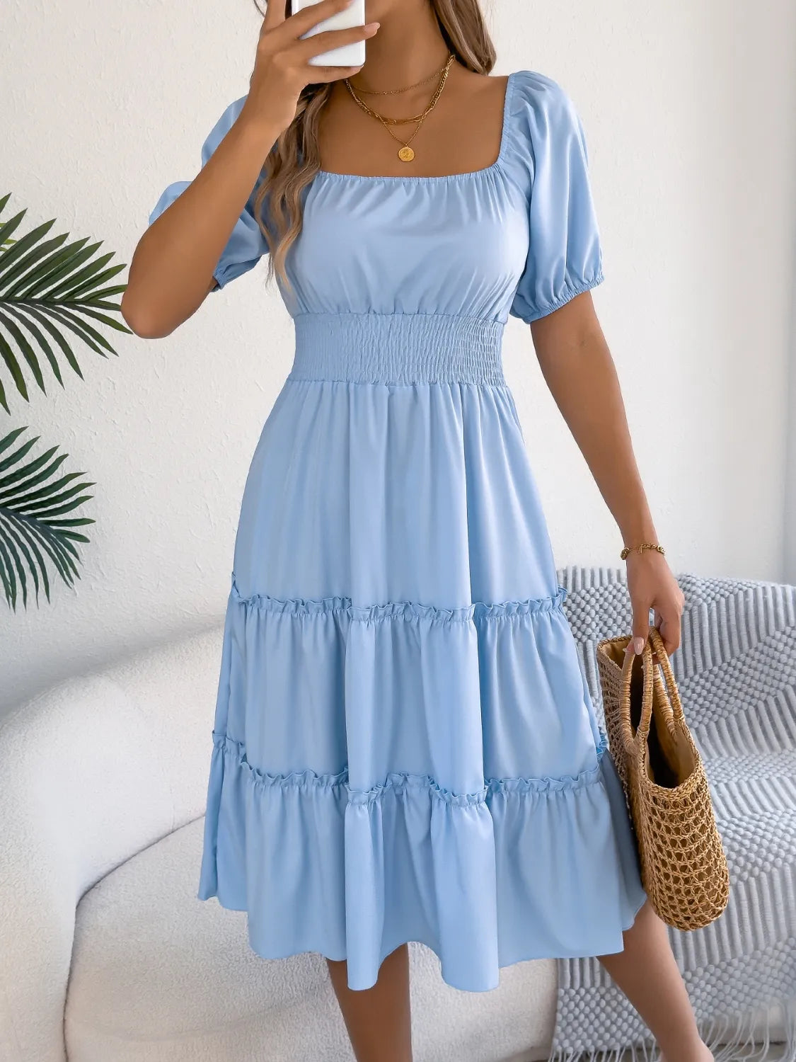 Garden Party Tiered Puff Sleeve Dress | 3 Colors | Poundton-Tactilefable