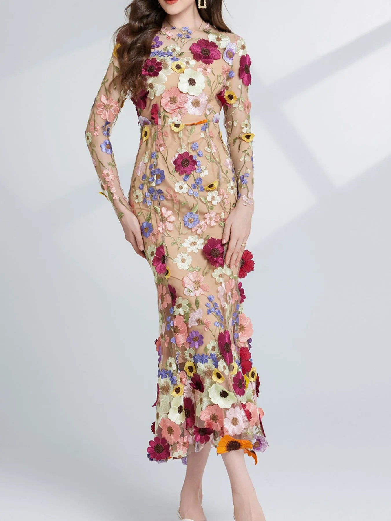 Enchanted Wildflower Mesh Maxi Dress | 4 Colors-Tactilefable