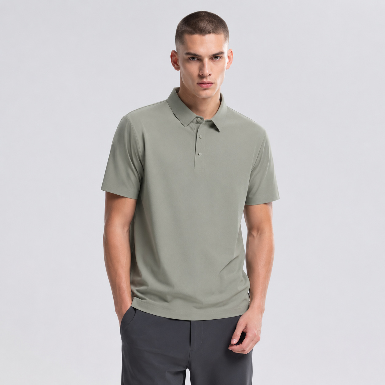 Men's Quick-Drying Solid Color Slim Fit Short-Sleeved Casual Polo Shirt-Tactilefable