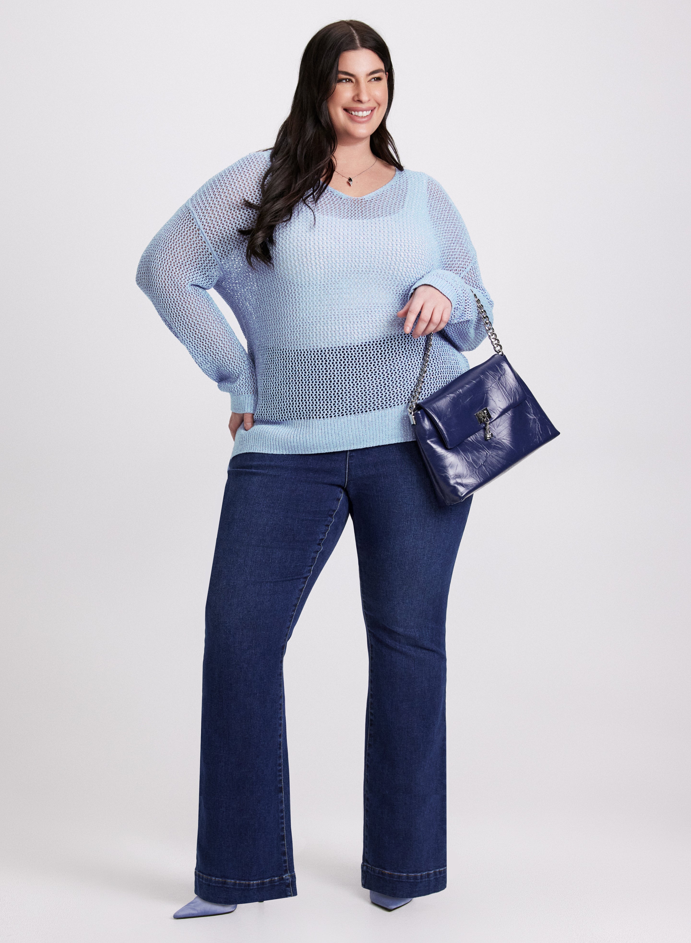 Glitter Knit Open Weave Sweater-Tactilefable
