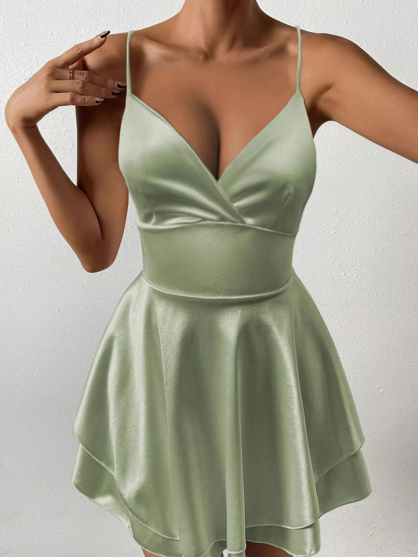 Midnight Crisscross Satin Mini Dress | 5 Colors | Poundton-Tactilefable