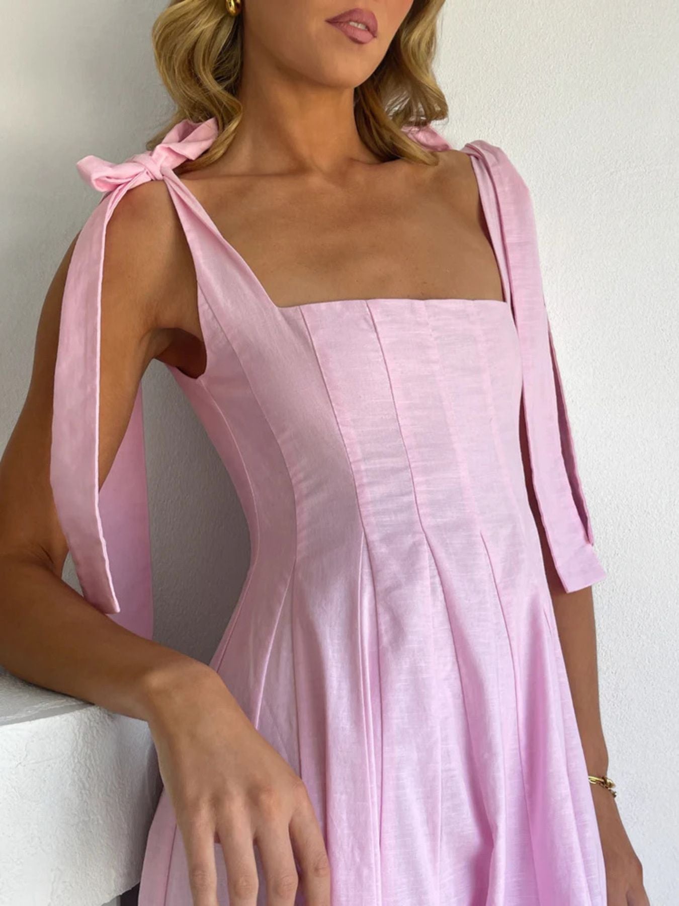Pastel Promenade Tie-Shoulder Maxi Dress | 3 Colors-Tactilefable
