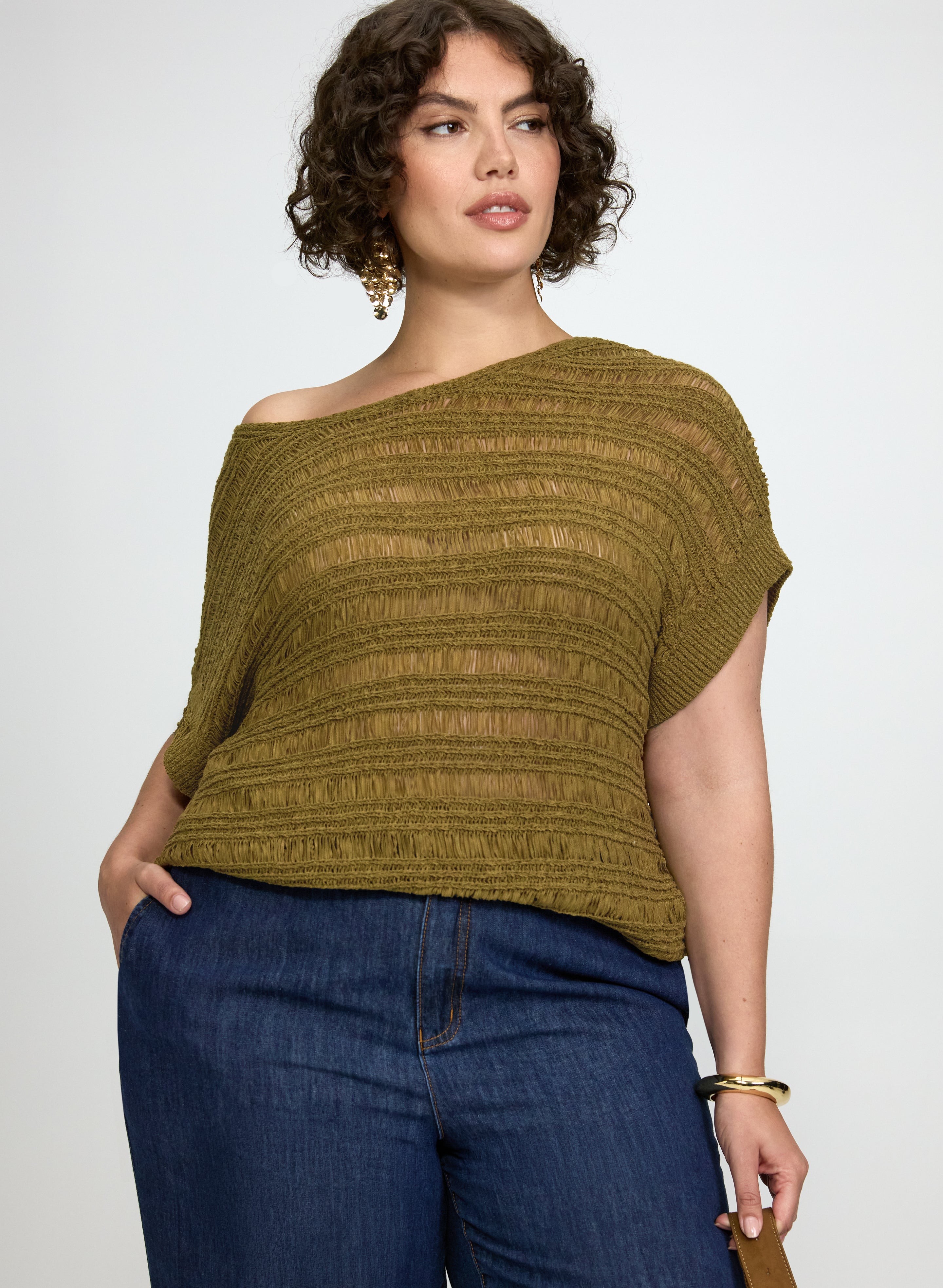 Boat Neck Short Sleeve Knit-Tactilefable