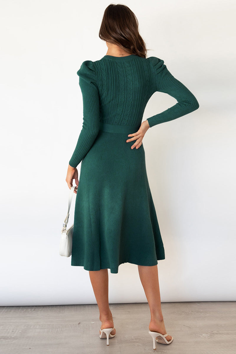 Daniela Round Neck Long Sleeve Tie Waist Sweater Dress | 5 Colors-Tactilefable
