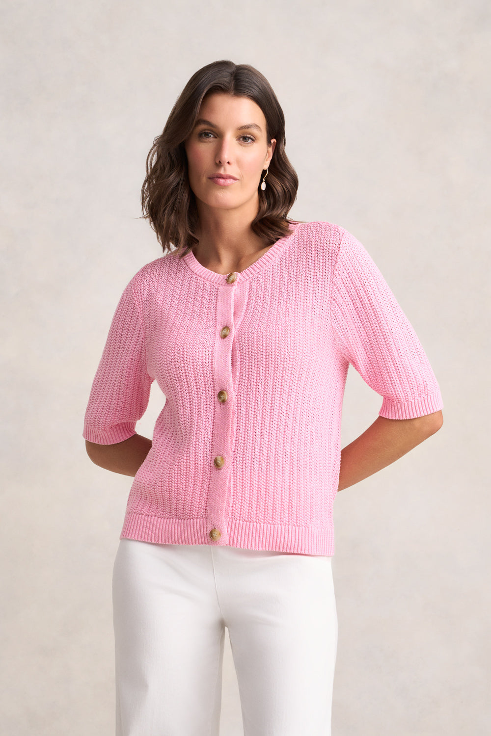 Short Sleeve Cardigan - Petal Pink-Tactilefable