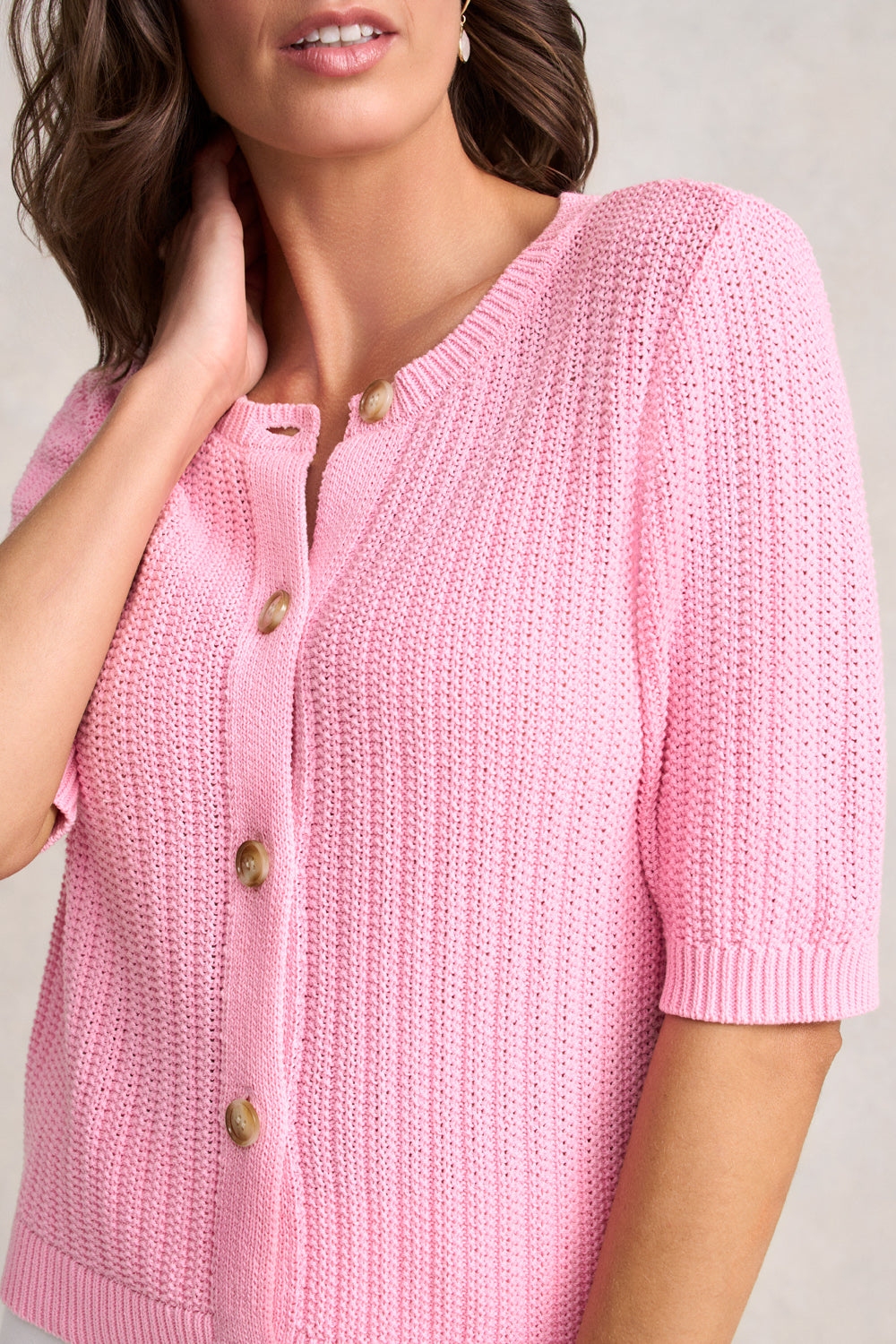 Short Sleeve Cardigan - Petal Pink-Tactilefable