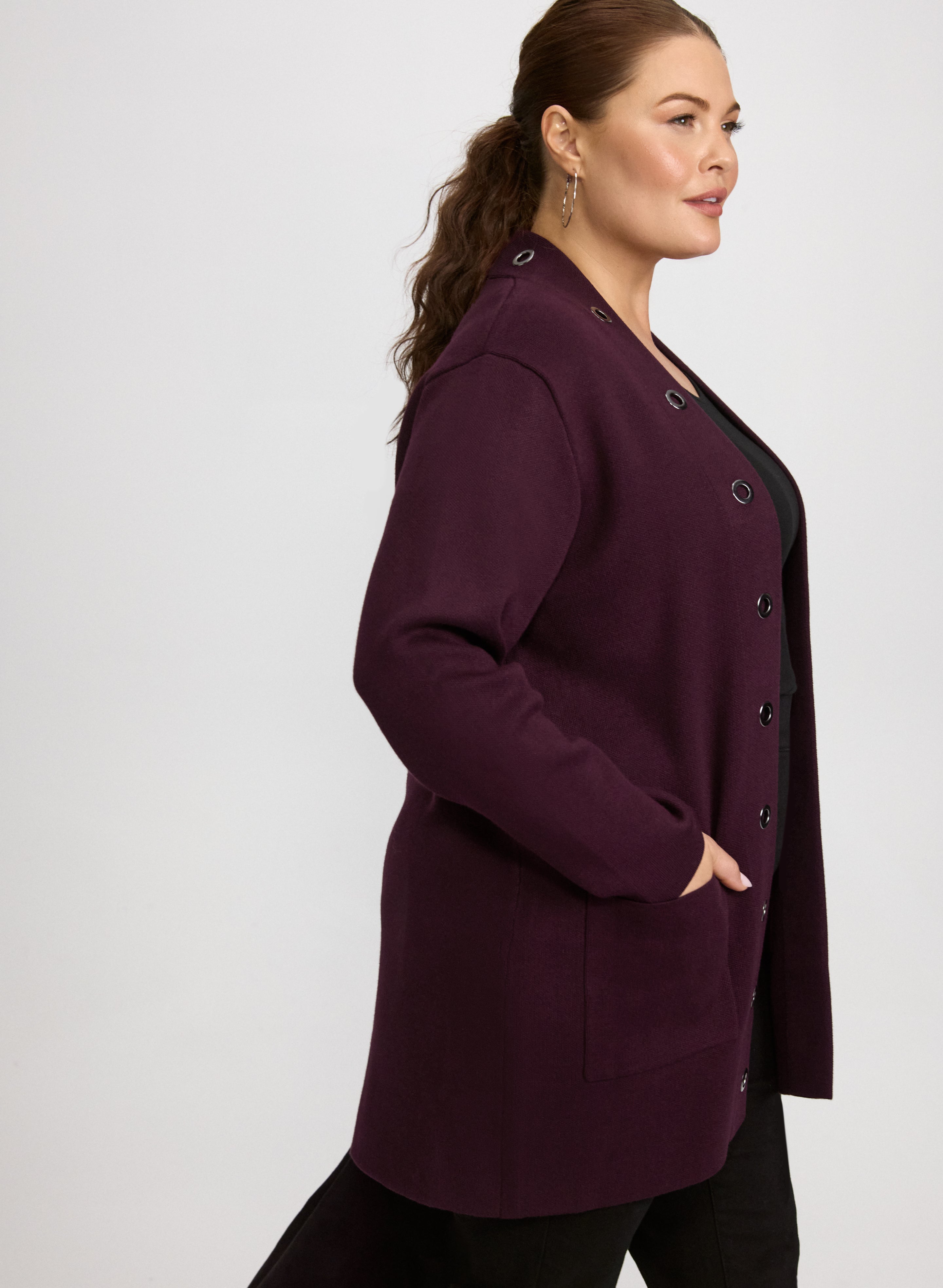 Grommet Detail Cardigan-Tactilefable