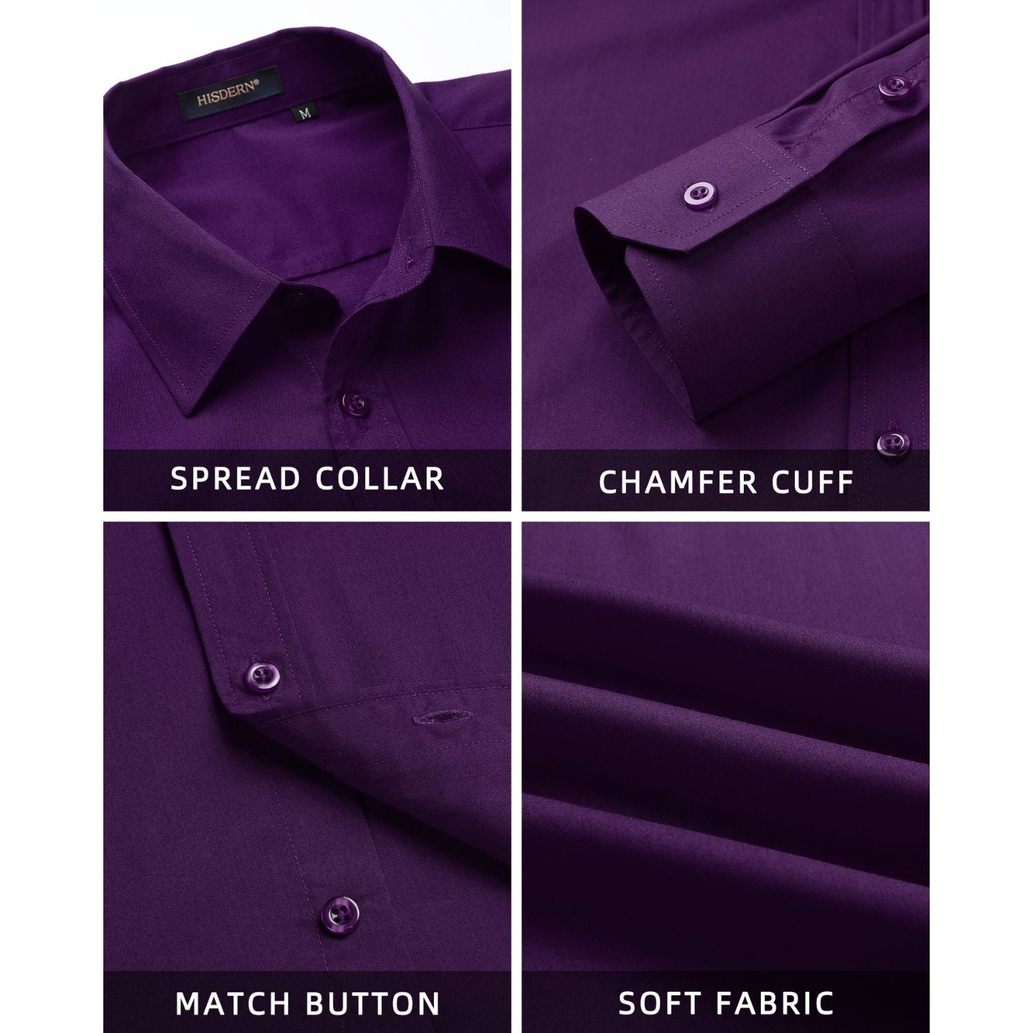  Purple Stretch Dress Shirt Comfortable Corporate Style-Tactilefable