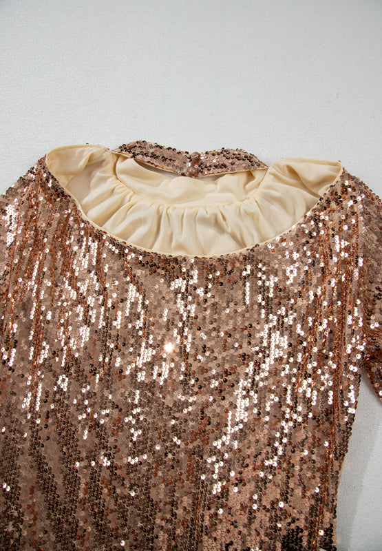 Harper Backless Sequin Mock Neck Long Sleeve Mini Dress-Tactilefable