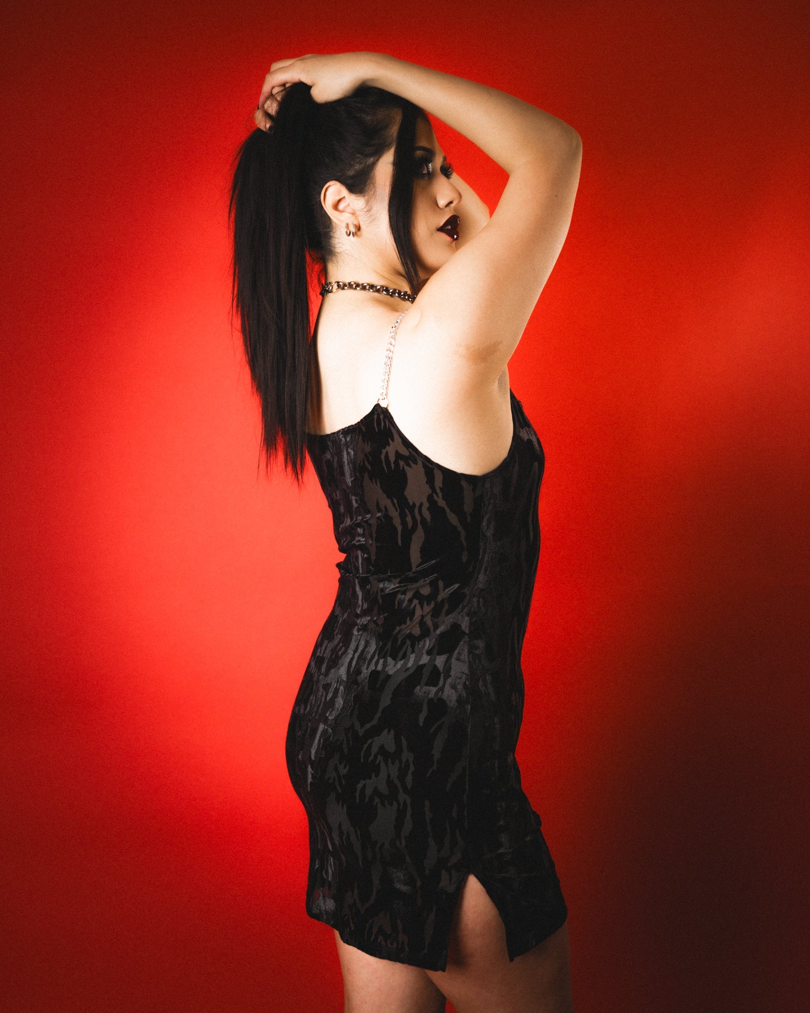 Shadowspire Velvet Burnout Mini Dress-Tactilefable