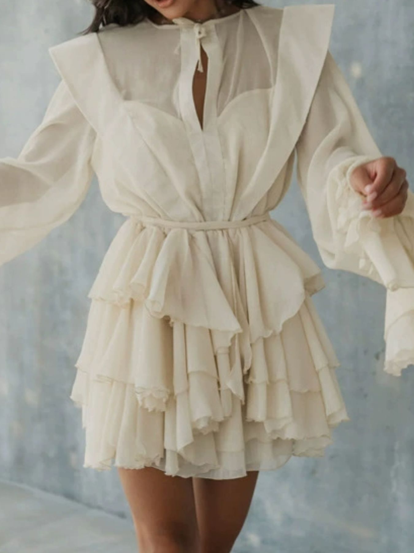 Layer Cake Ruffled Long Sleeve Mini Dress | 3 Colors-Tactilefable