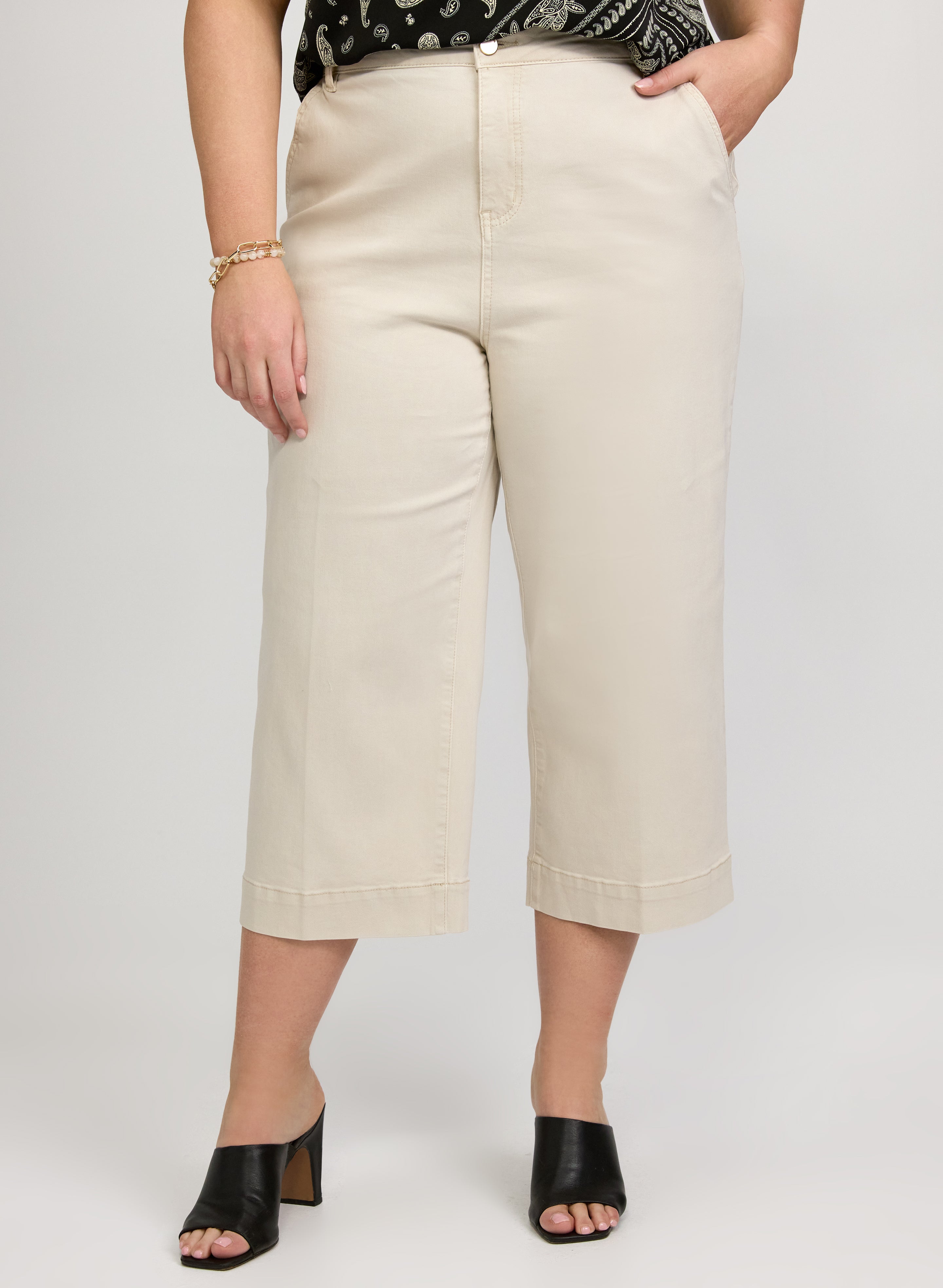 Denim Wide-Leg Capris-Tactilefable