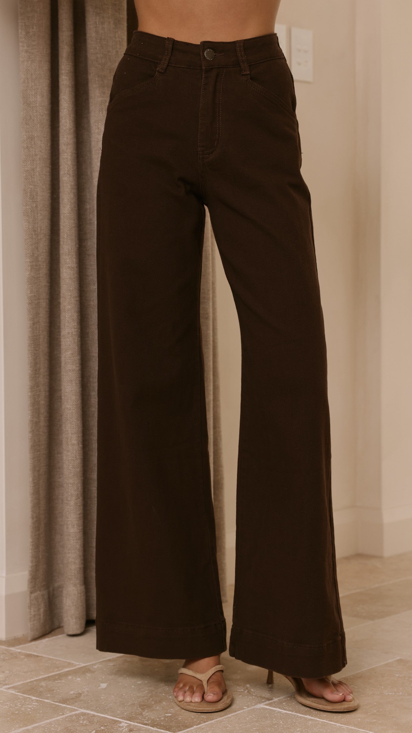 Zandra Wide Leg Jeans - Chocolate-Tactilefable