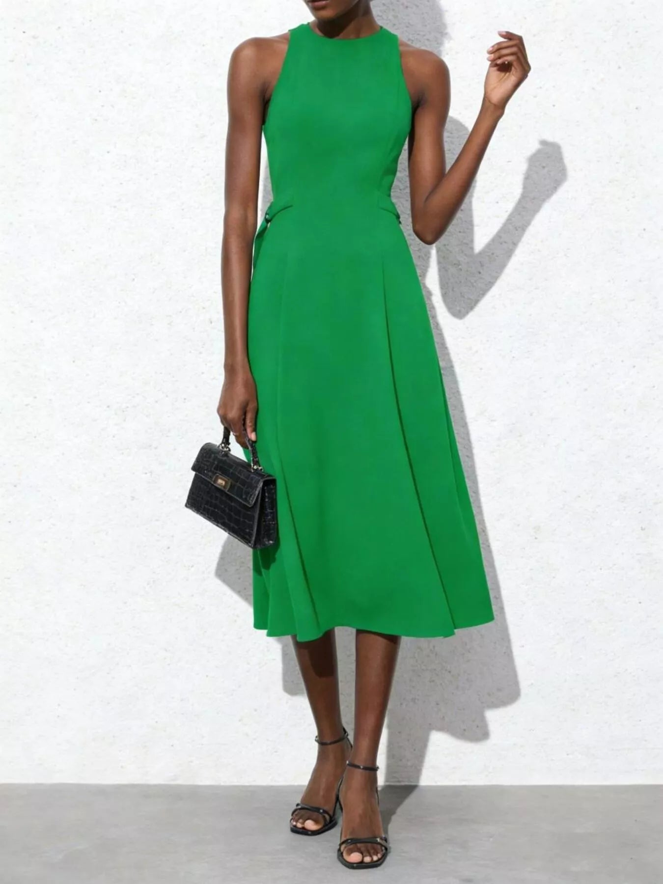 Tie-Waist Sleeveless Midi Dress-Tactilefable