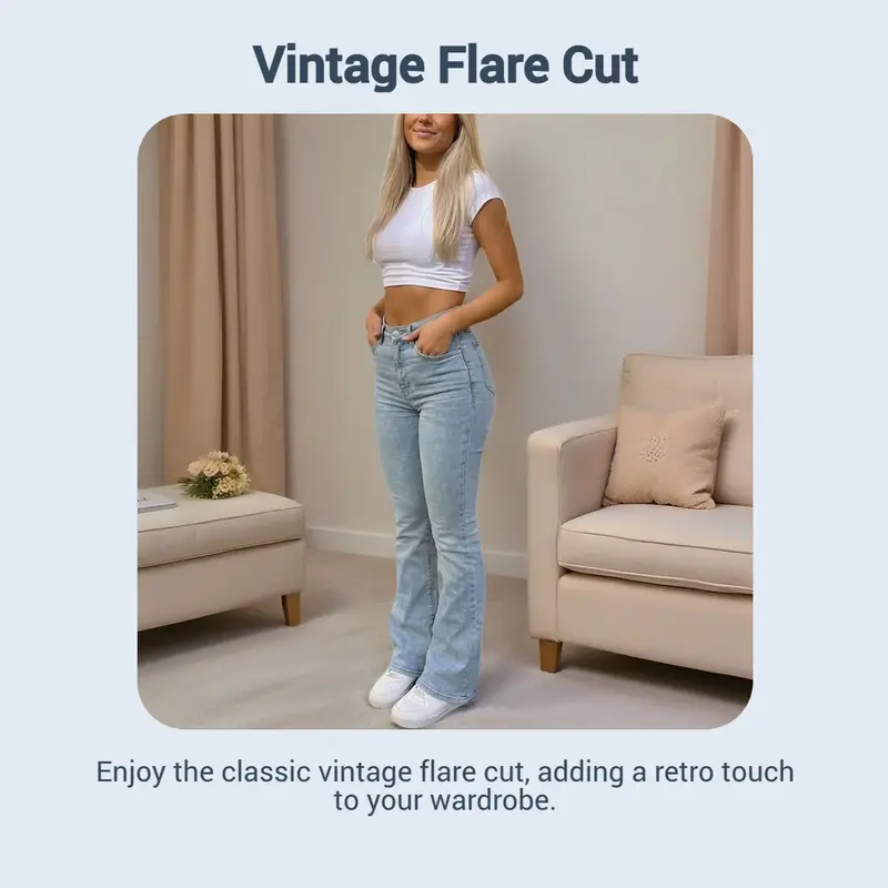 Women's Vintage Flare Denim Jeans Light Blue Washed Butt Lifting Slimming, Casual Long Pants, Natural Waist, All Seasons, Solid Pattern Women's Vintage Flare Denim Jeans Light Blue Washed Butt Lifting Slimming, Casual Long Pants, Natural Waist, All Seasons, Solid Pattern