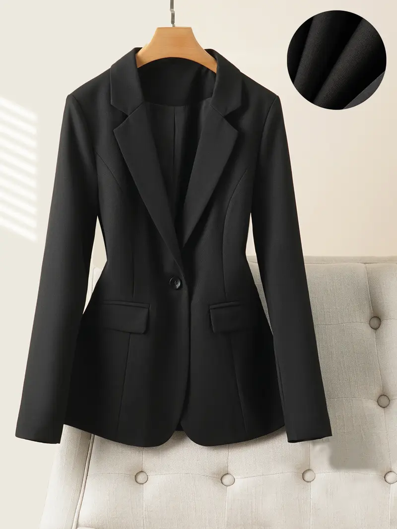 Women's Fashion Collared Blazer Jacket Long Sleeve Fitted, Professional Office Wear, Business Work Clothes, Business Formal Wear, Formal Business Attire, Stylish Ladies Suit Coat, Elegant Workwear Outerwear for Women