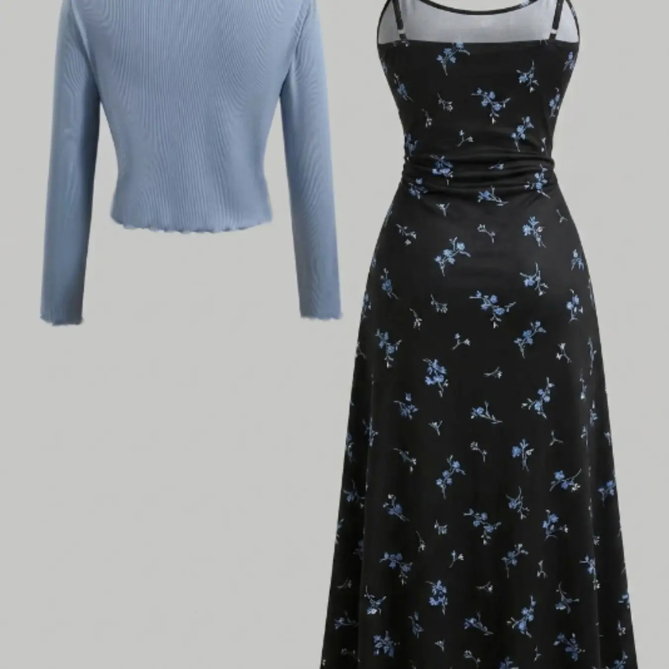 Conjunto de Dos Piezas: Cárdigan de Punto y Vestido de Tirantes