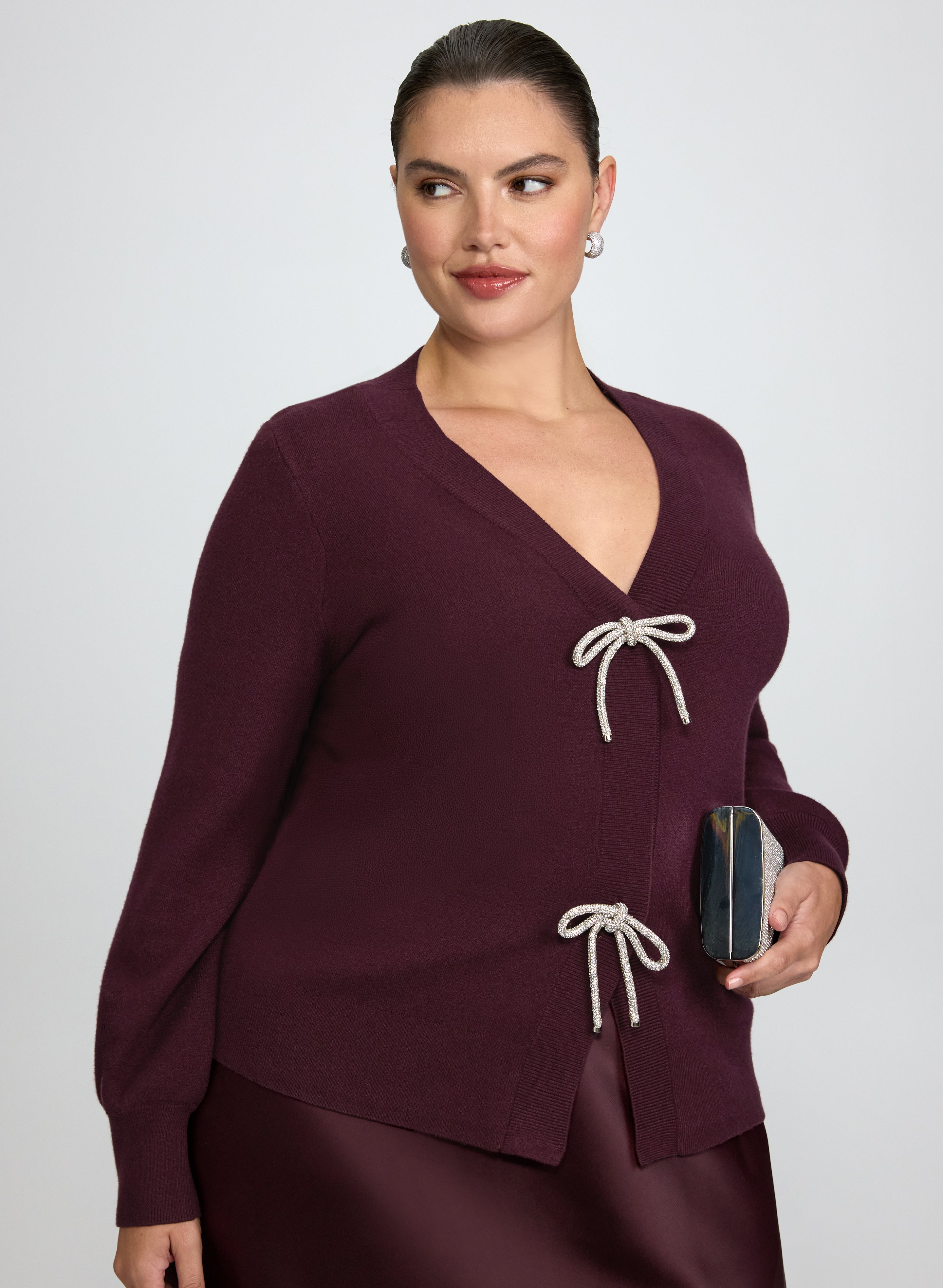 Rhinestone Bow Cardigan-Tactilefable