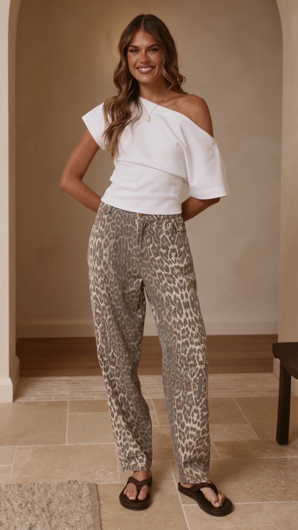 Cleora Barrel Jeans - Leopard Print-Tactilefable