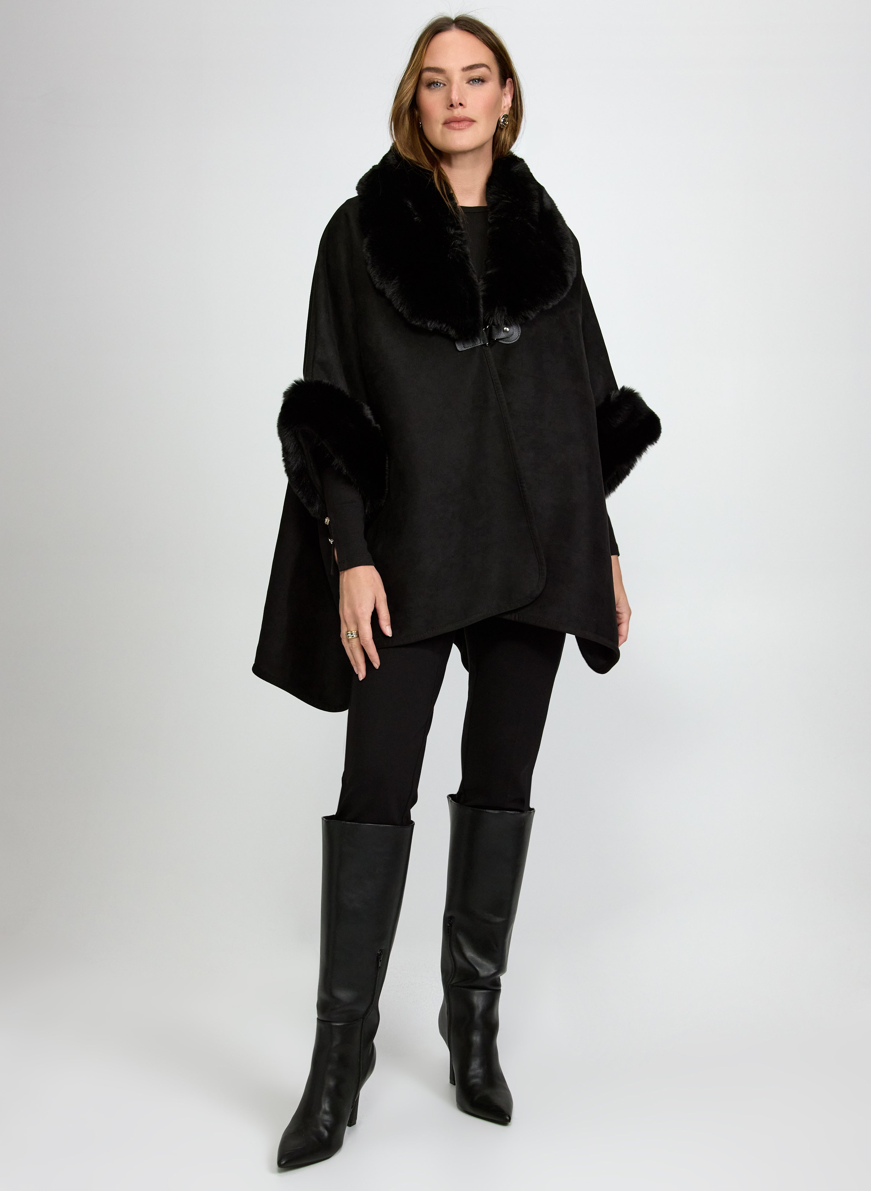 Faux-Suede Poncho-Tactilefable