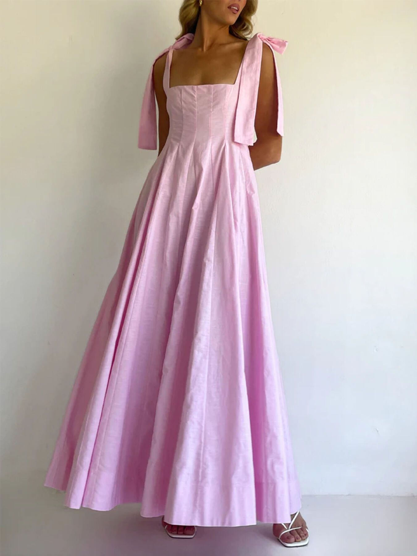 Pastel Promenade Tie-Shoulder Maxi Dress | 3 Colors-Tactilefable
