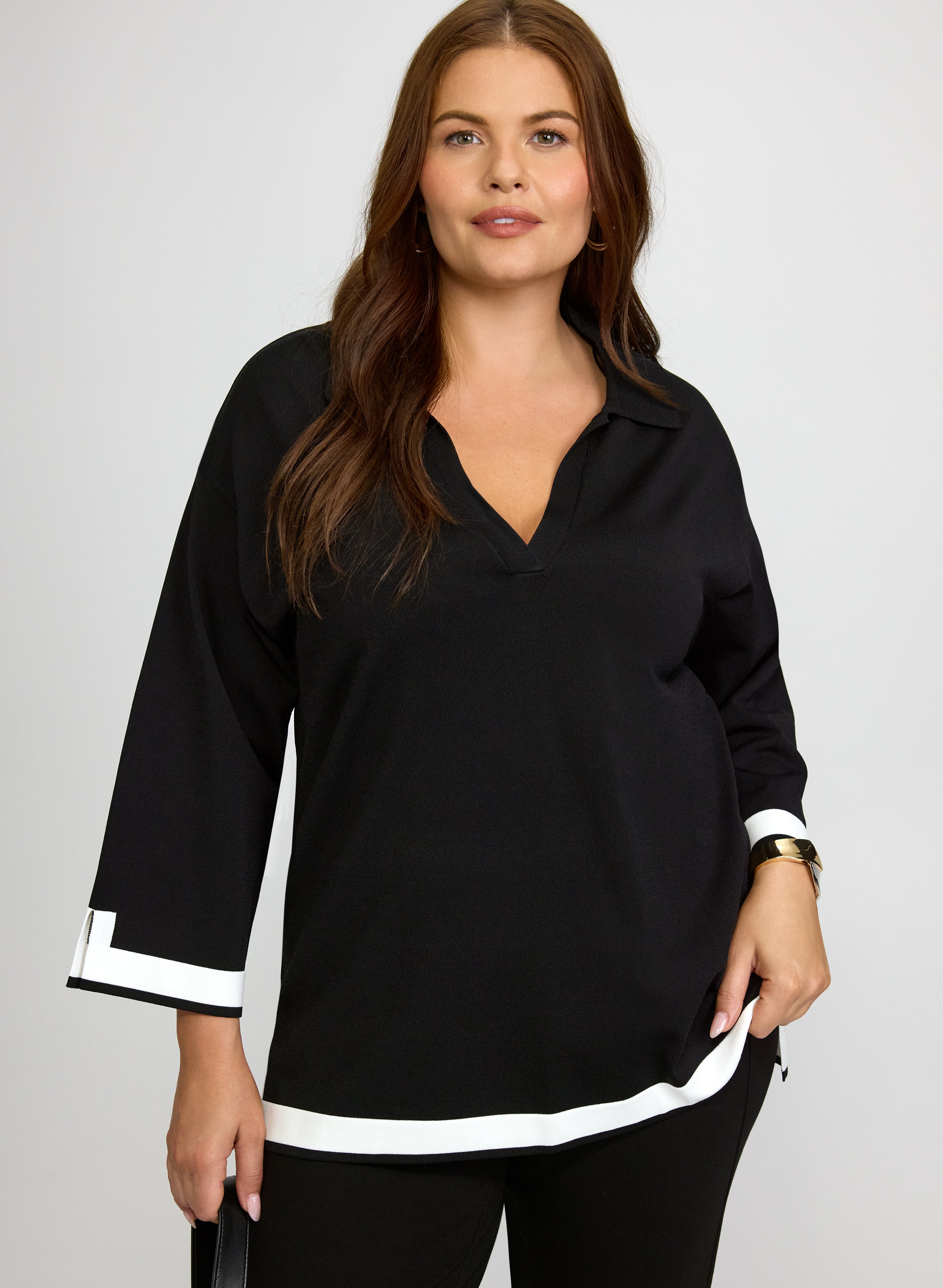 Contrast Trim Pullover-Tactilefable