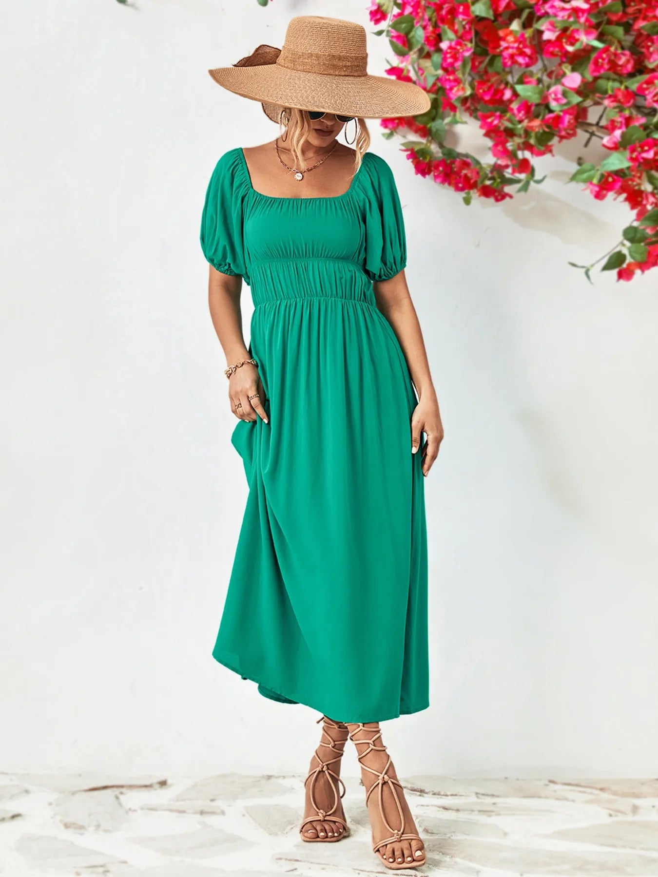 Boho Chic Puff Sleeve Maxi Dress | 3 Colors-Tactilefable