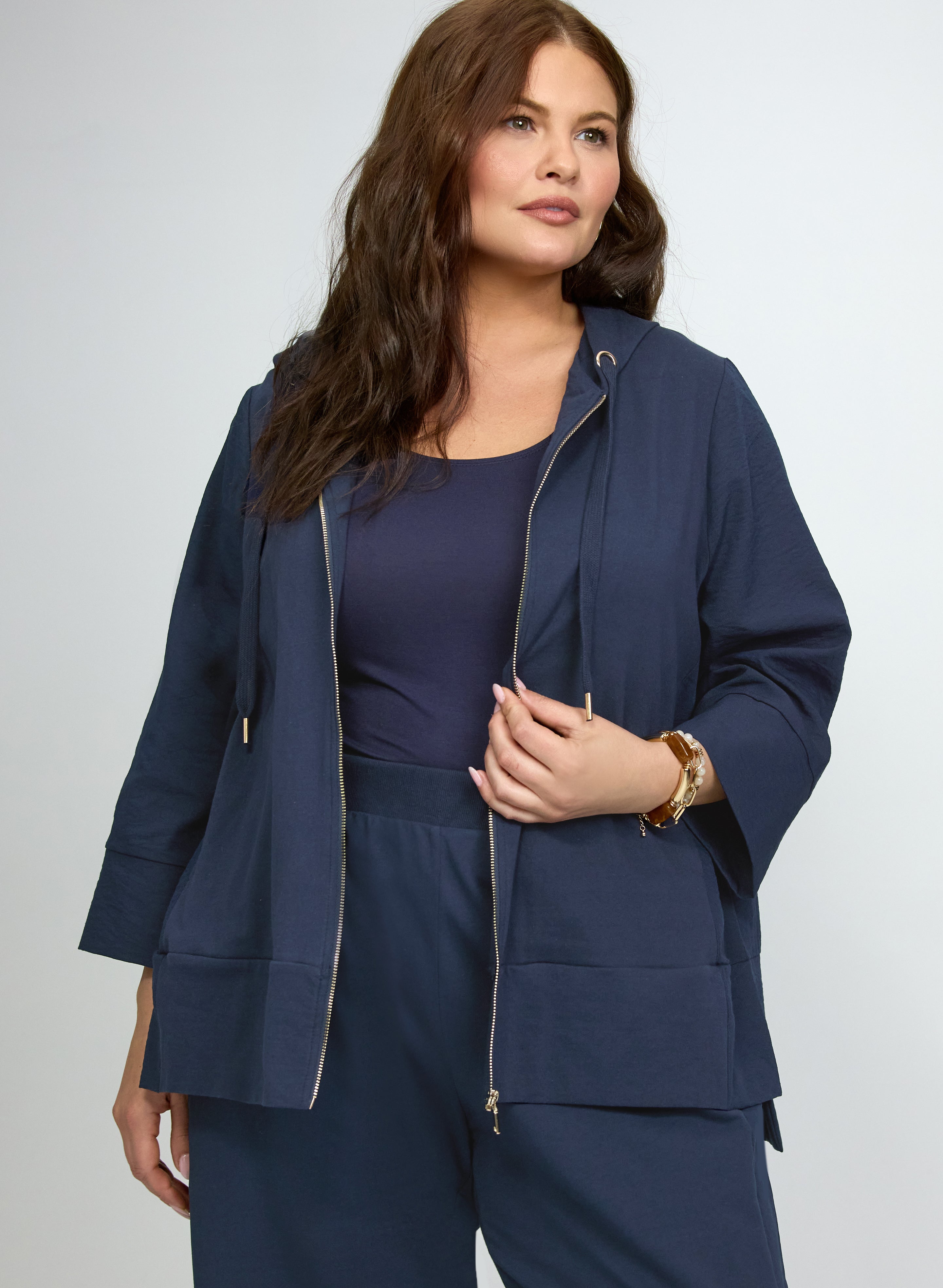Hooded Zip Front Top-Tactilefable