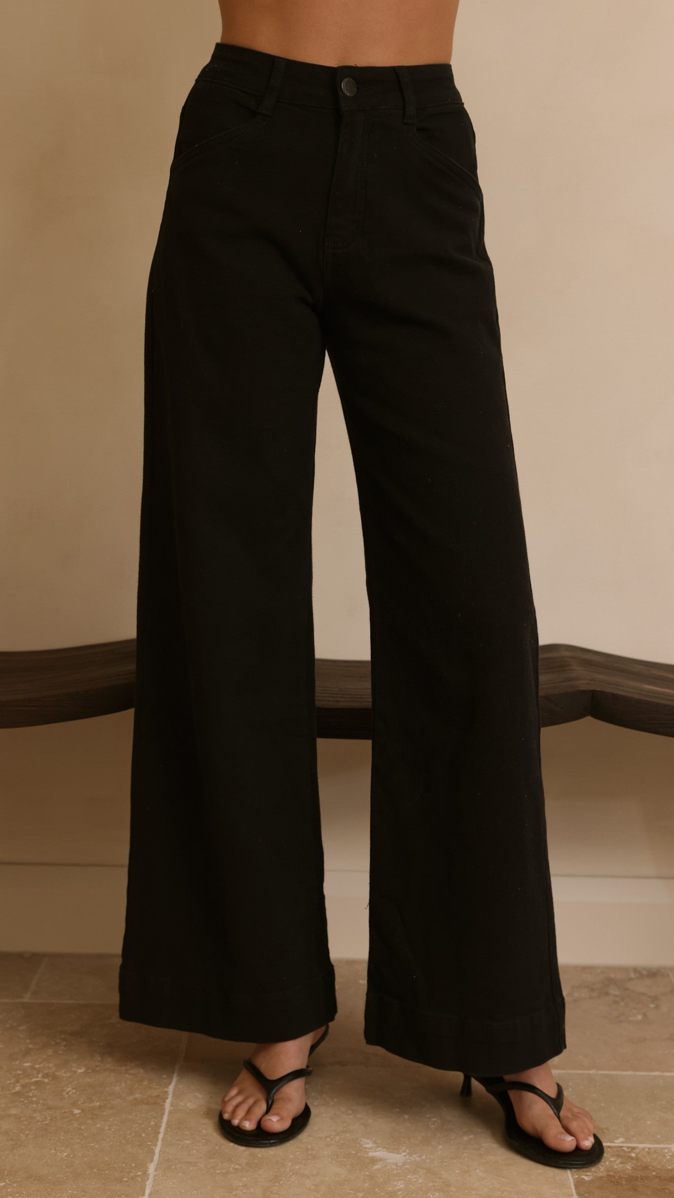 Zandra Wide Leg Jeans - Black-Tactilefable