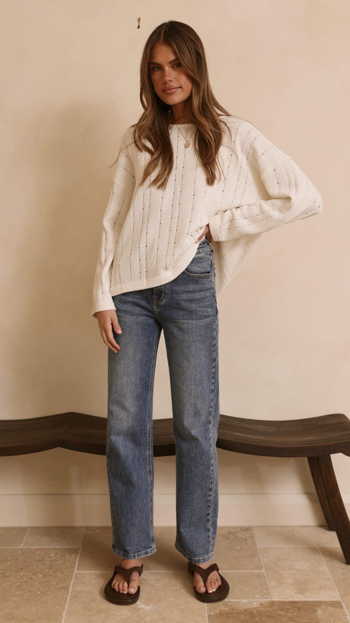 Straight Leg Jeans - Mid Blue-Tactilefable