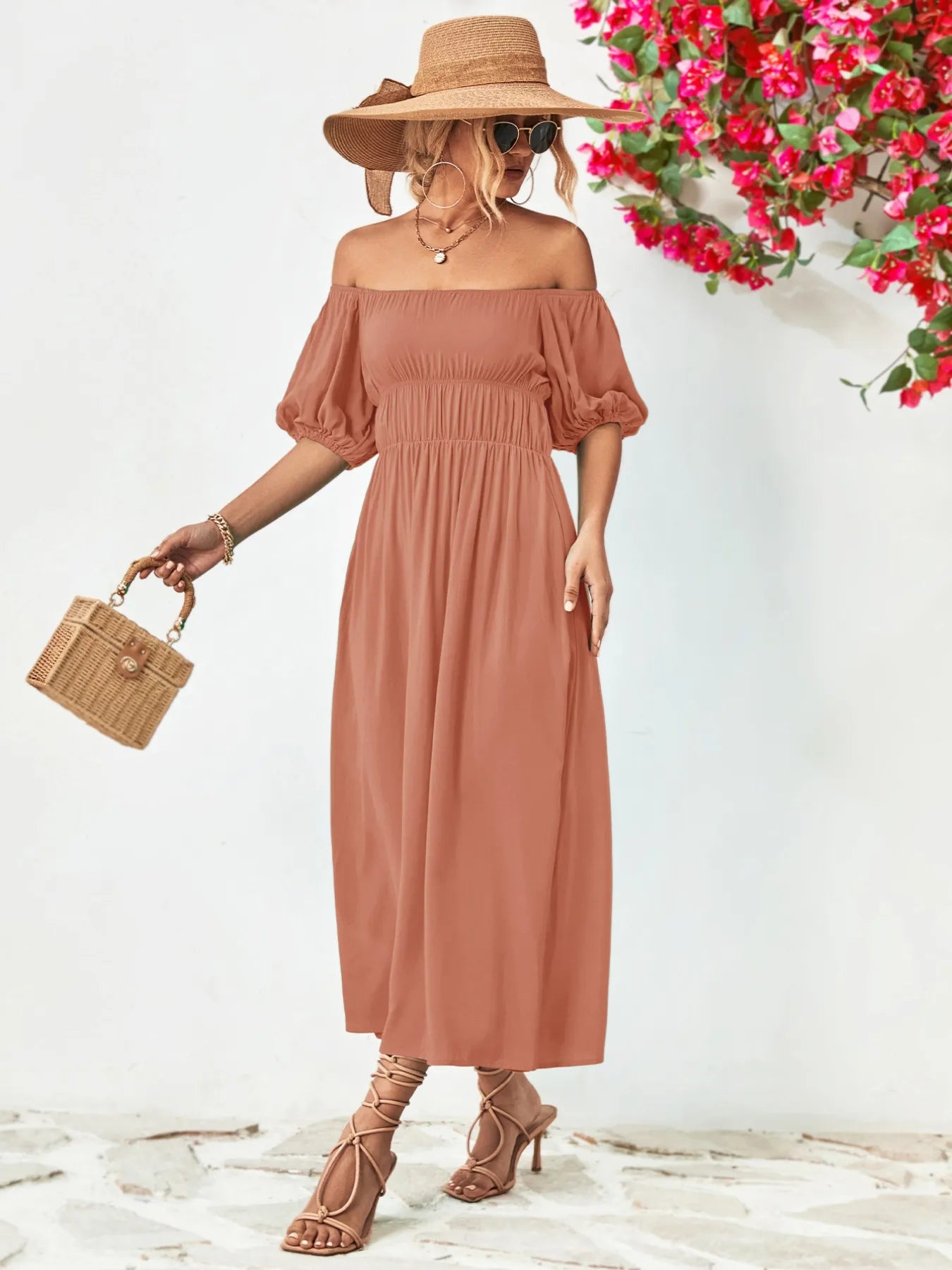 Boho Chic Puff Sleeve Maxi Dress | 3 Colors-Tactilefable