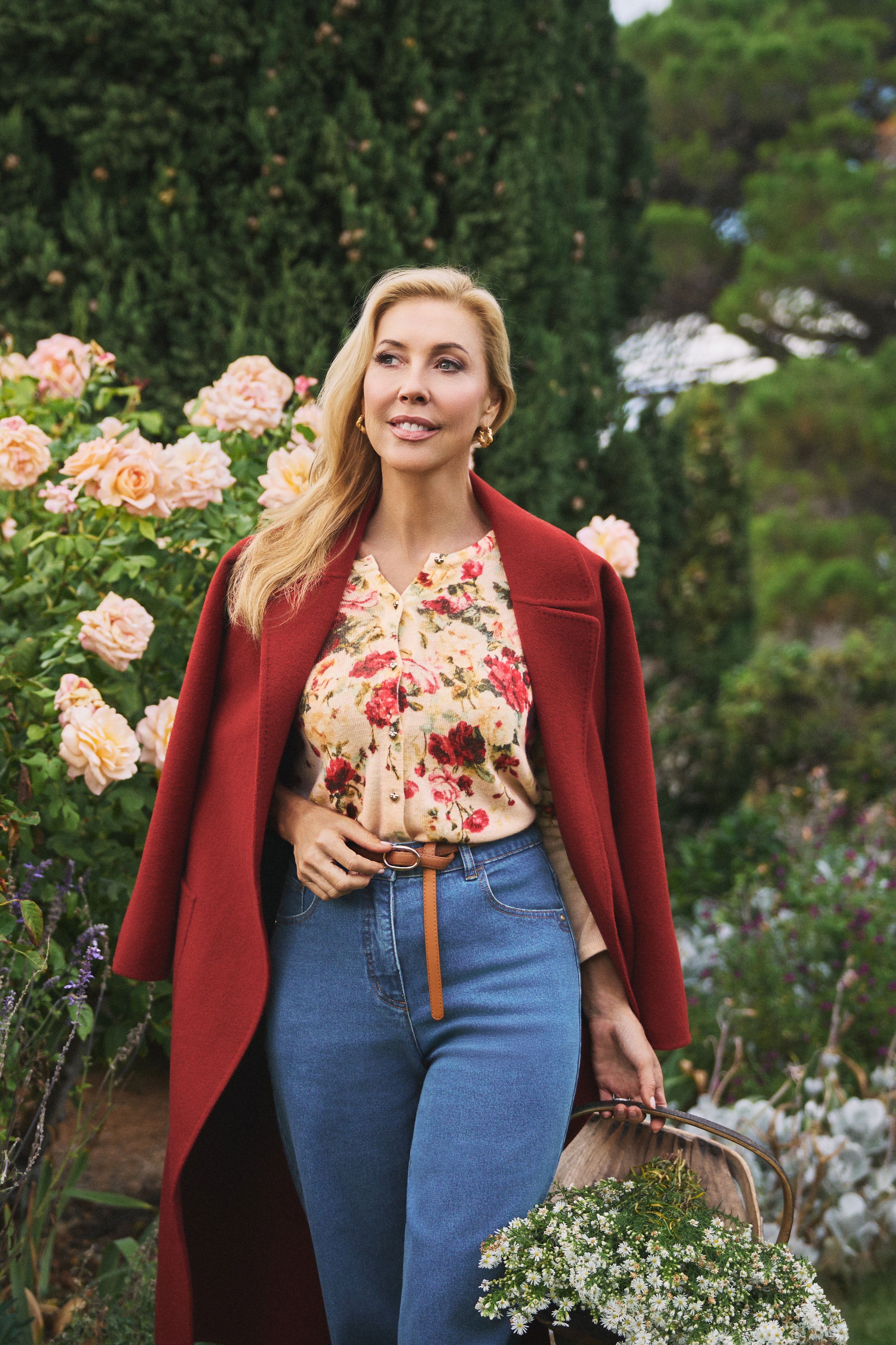 Printed Wool Cardigan - Sweet Blossoms Print-Tactilefable