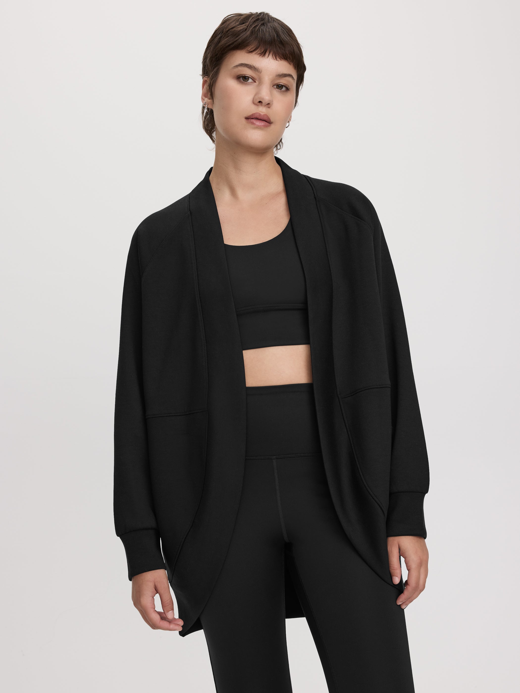 Long-Sleeve Open Cardigan with Pockets - HYLUX Hyba-Tactilefable