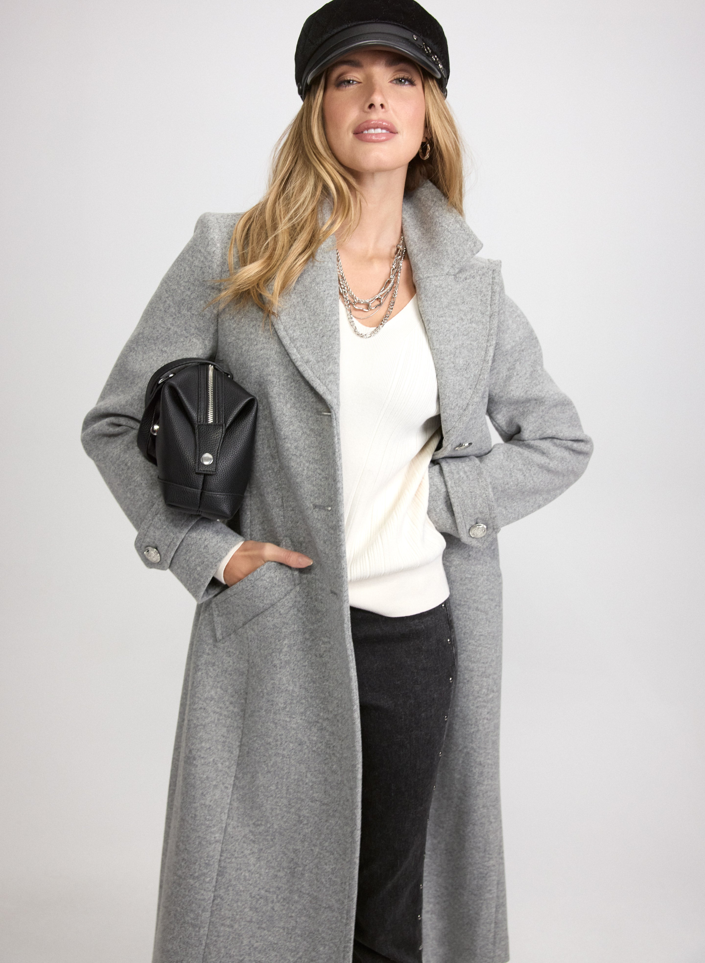 Stretch Wool-Blend Coat-Tactilefable