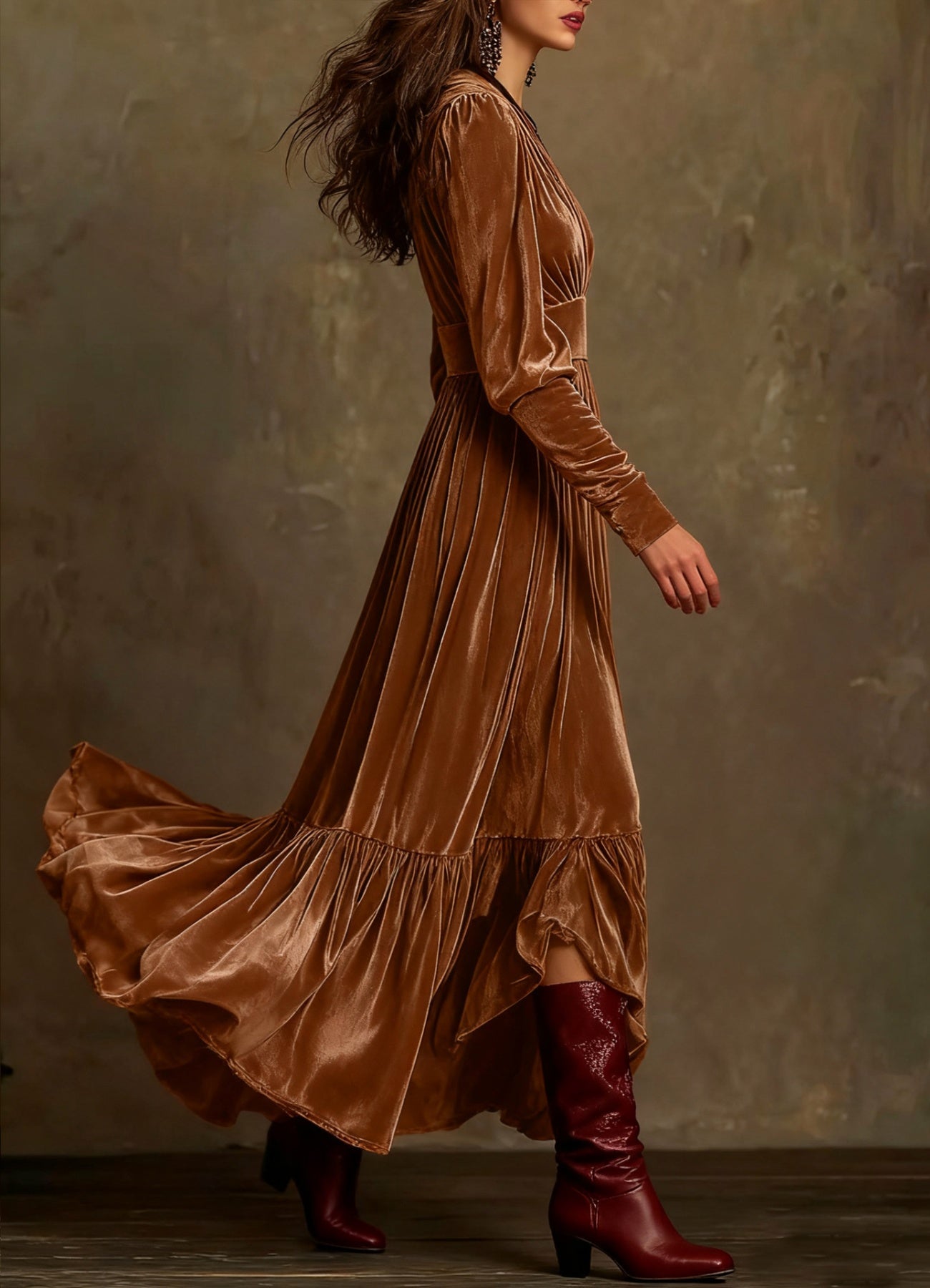 Dakota Velvet Ruffle Maxi Dress | Poundton-Tactilefable