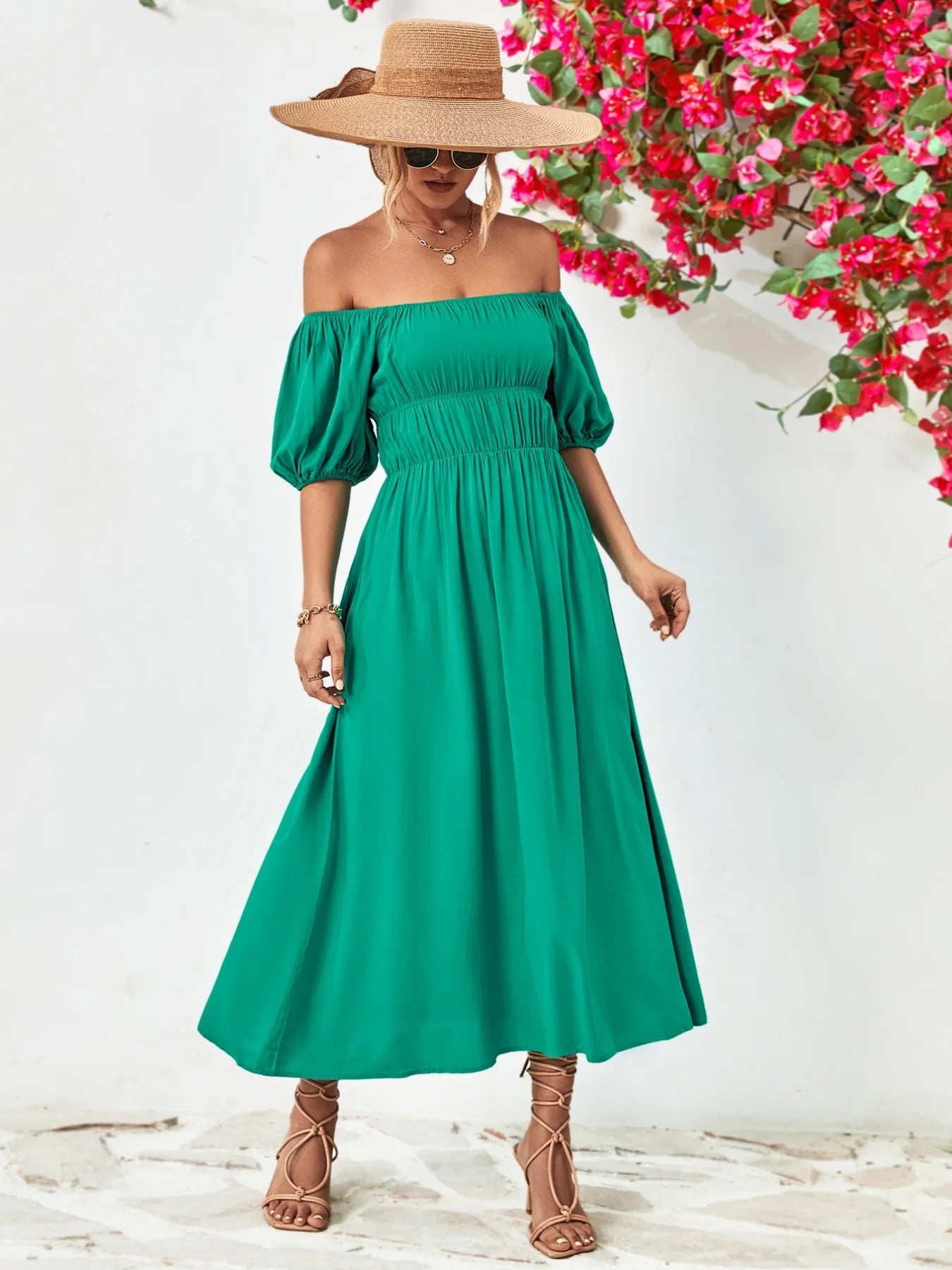 Boho Chic Puff Sleeve Maxi Dress | 3 Colors-Tactilefable
