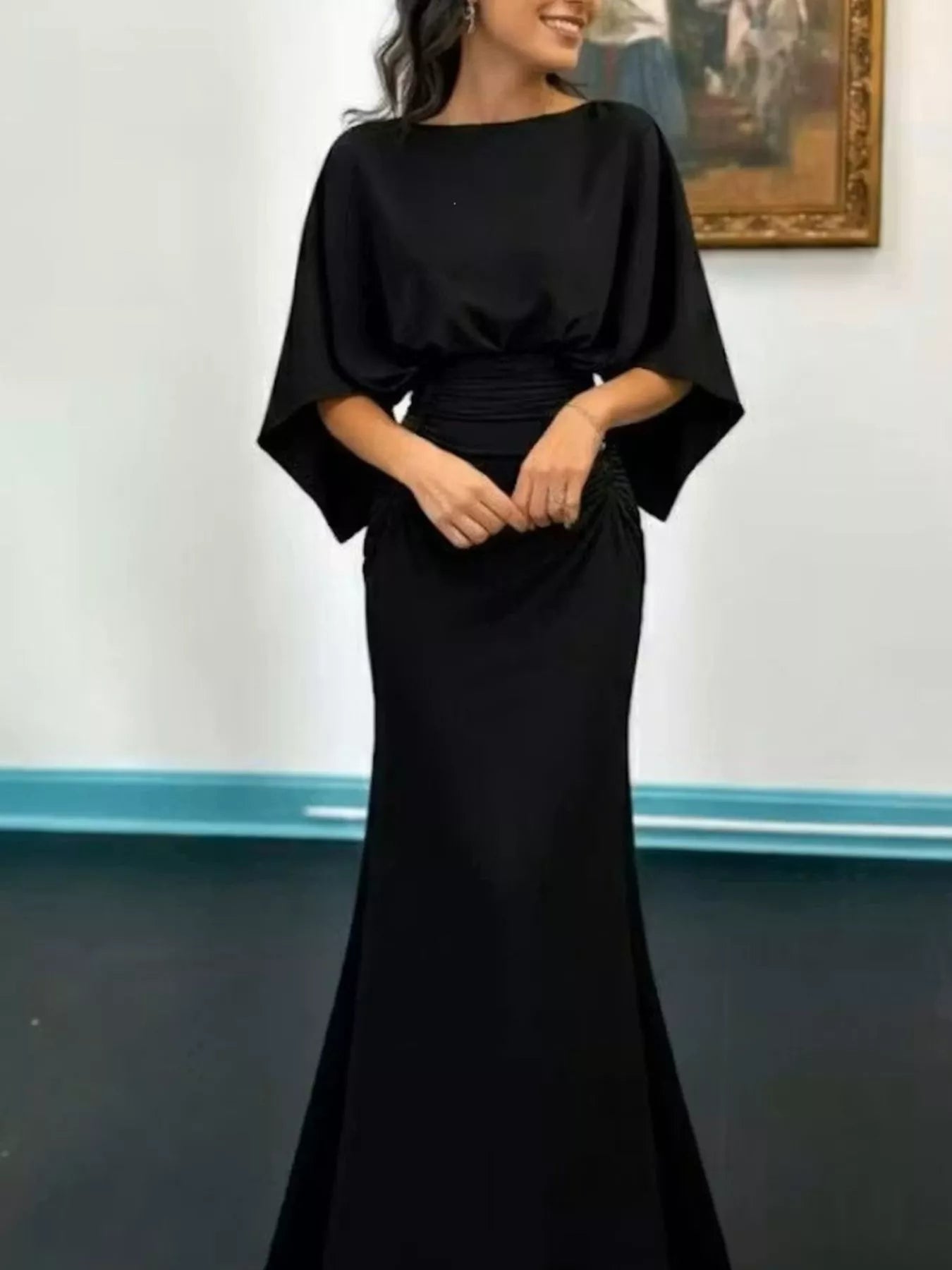 Batwing Ruched Maxi Dress | 6 Colors-Tactilefable