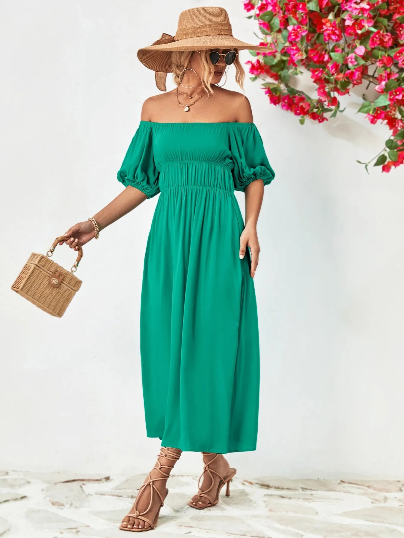 Boho Chic Puff Sleeve Maxi Dress | 3 Colors-Tactilefable
