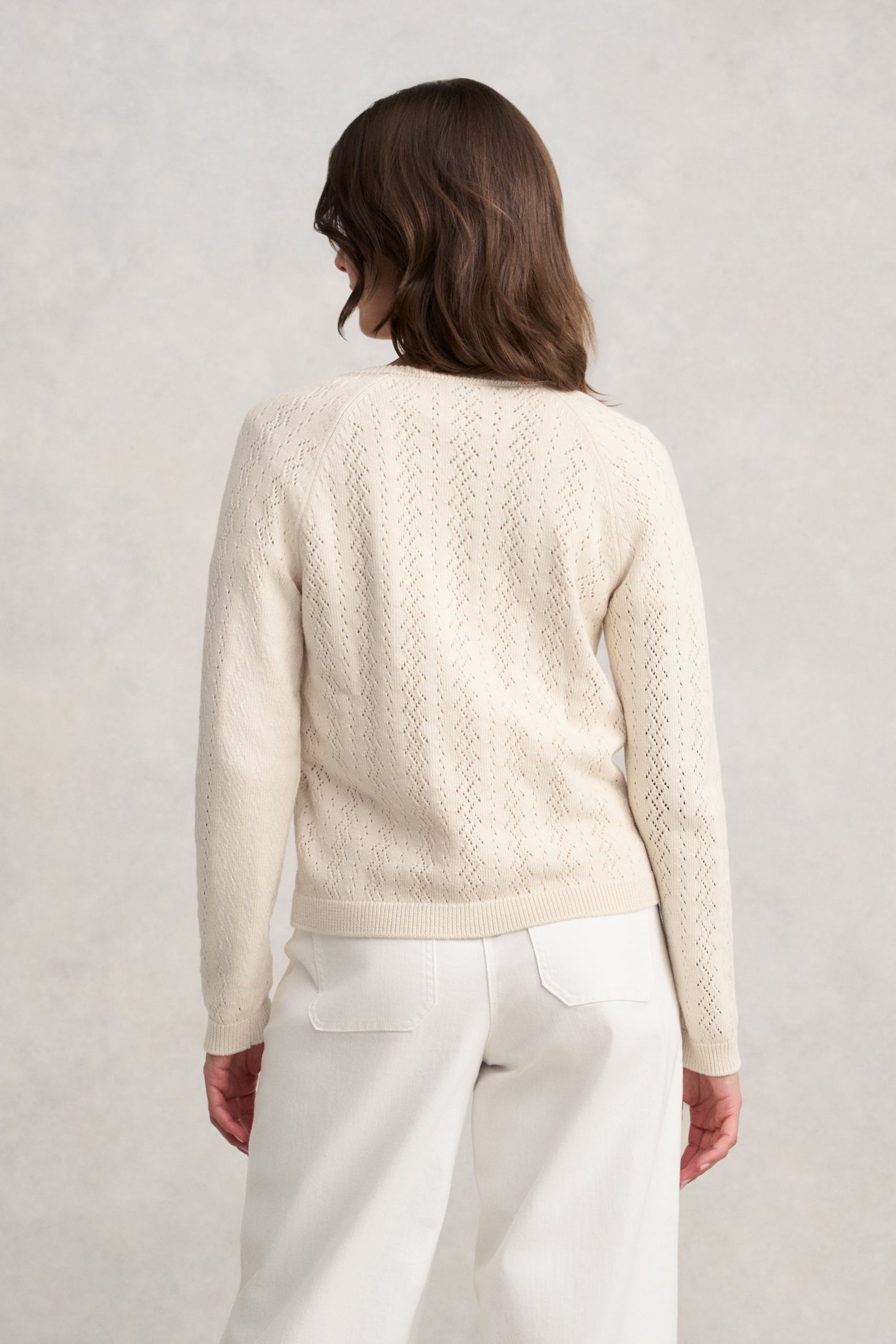 Pointelle Cardigan - Ecru-Tactilefable