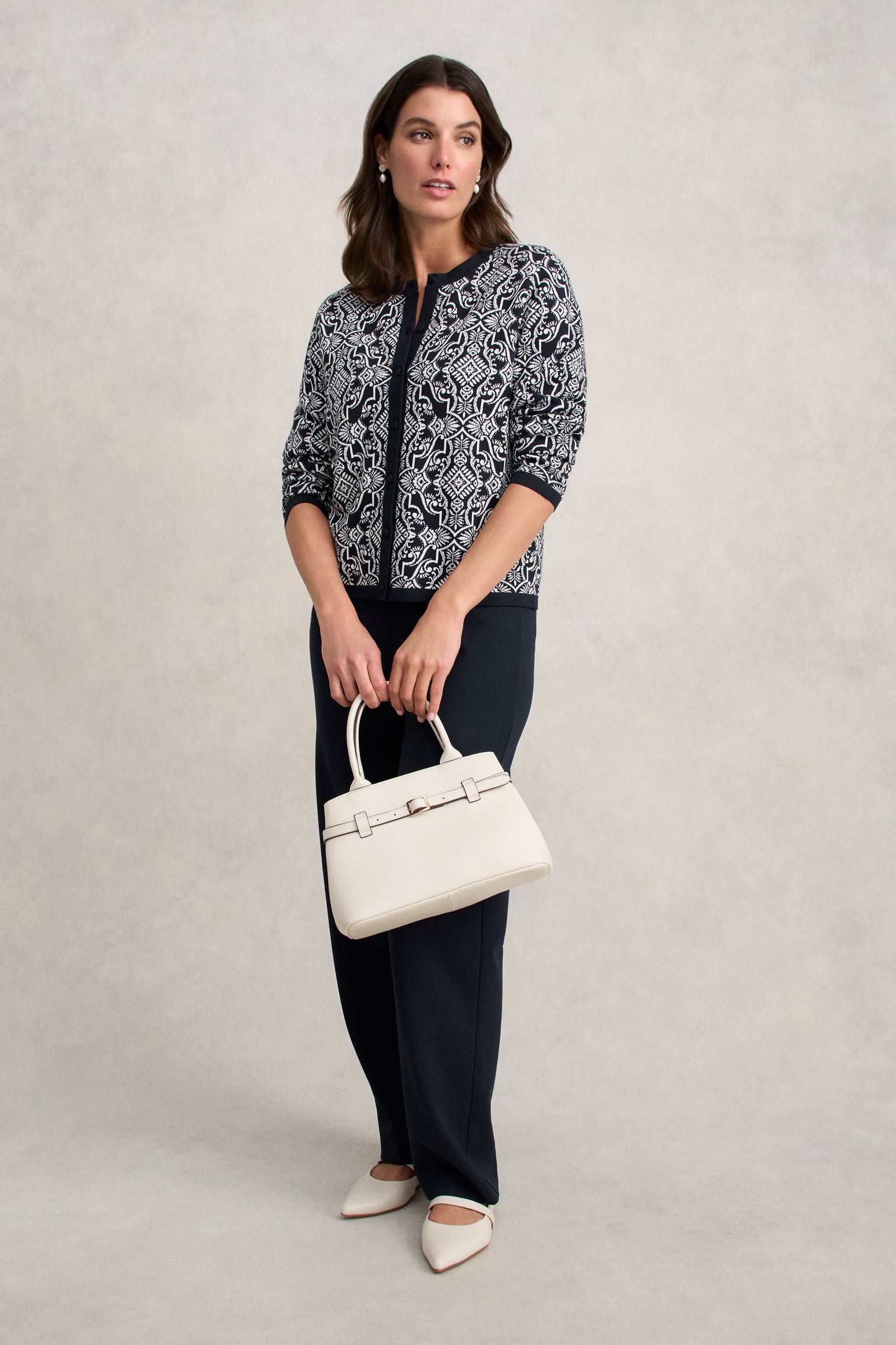Cotton Jacquard Cardigan - Two Tone Print-Tactilefable