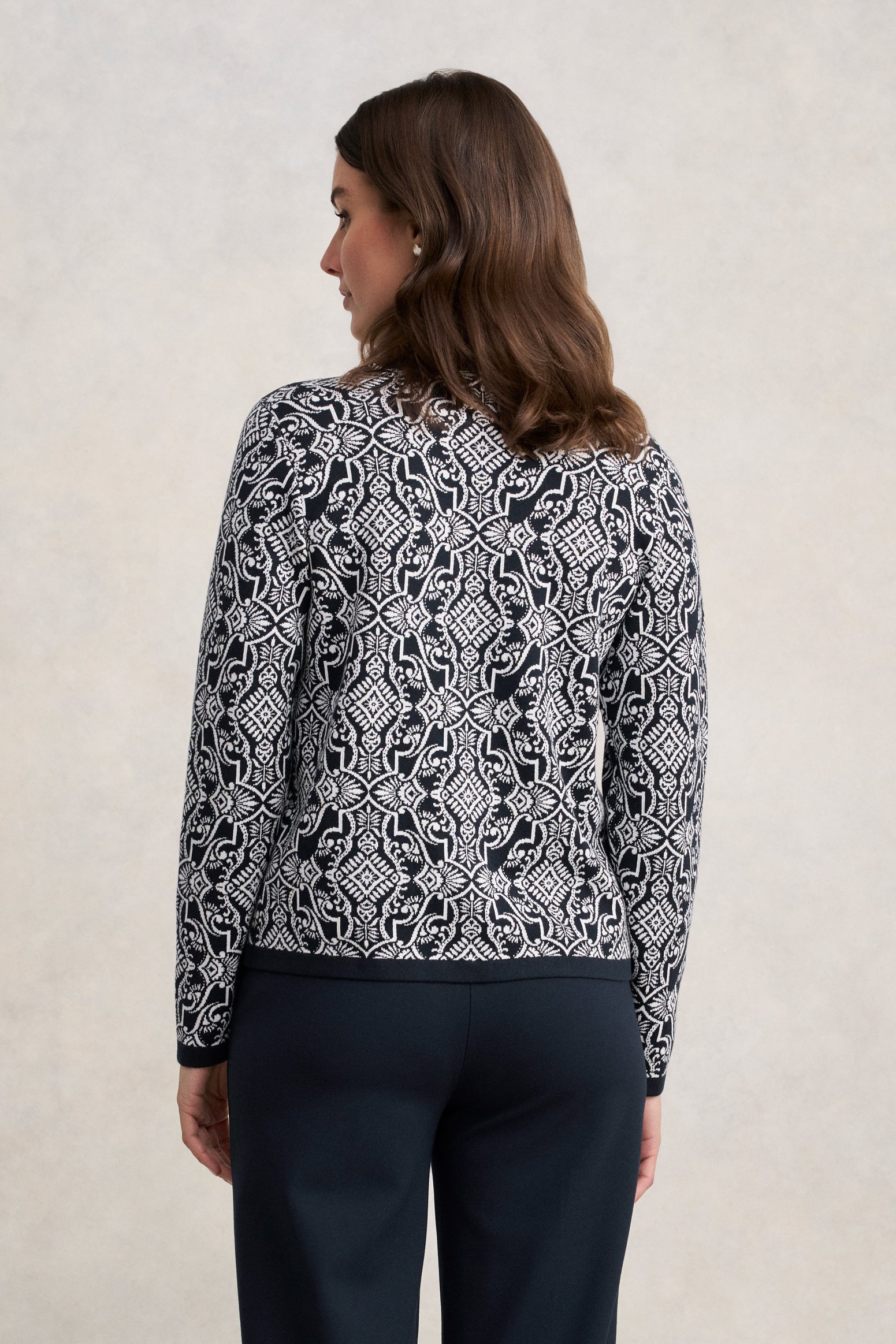 Cotton Jacquard Cardigan - Two Tone Print-Tactilefable