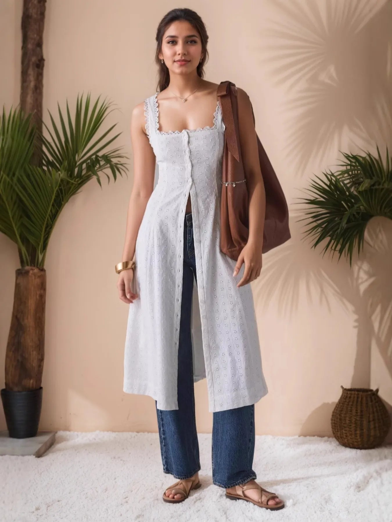 Grapevine Square Neck Tunic Dress | Poundton-Tactilefable