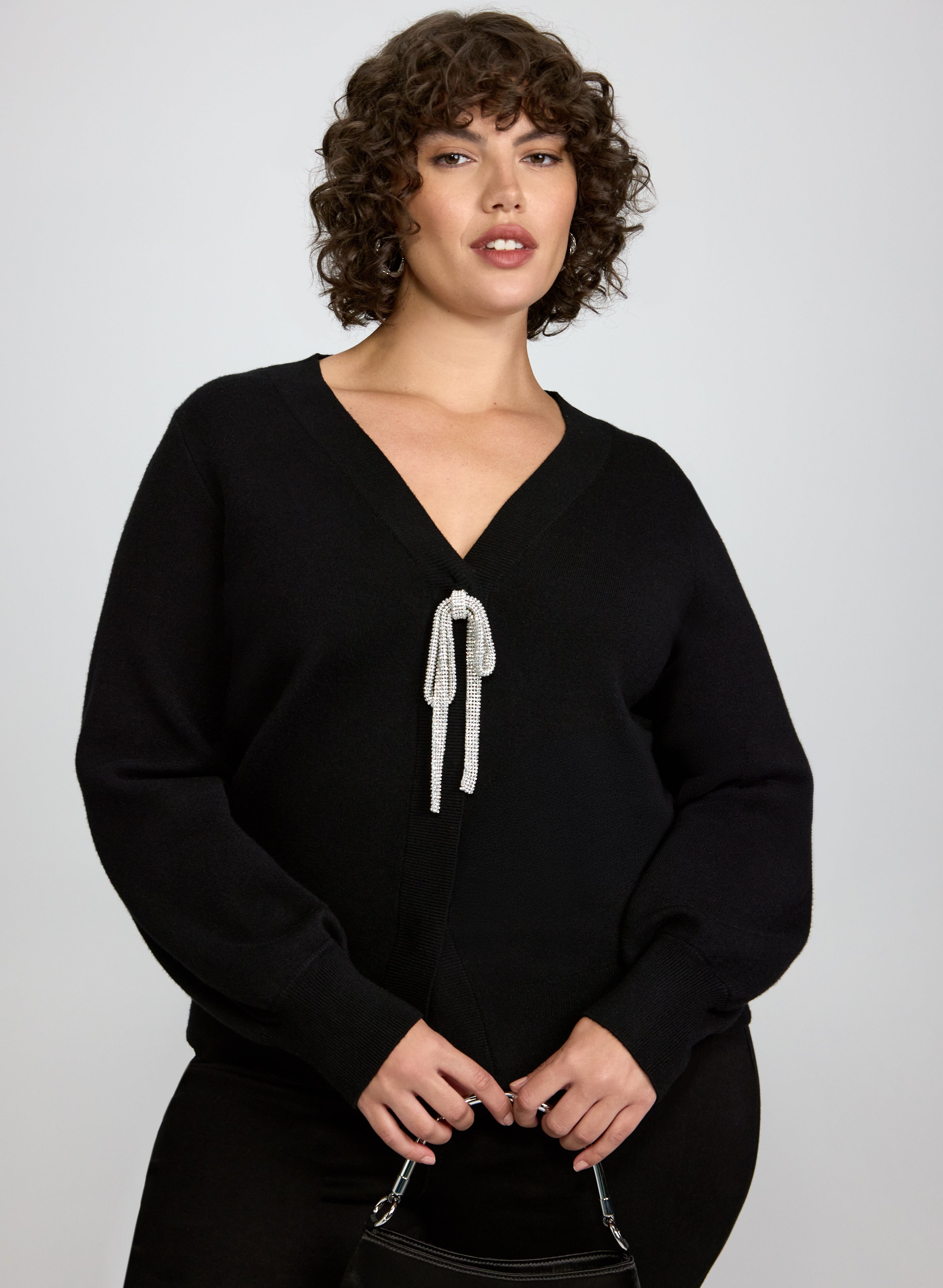 Rhinestone Bow Cardigan-Tactilefable