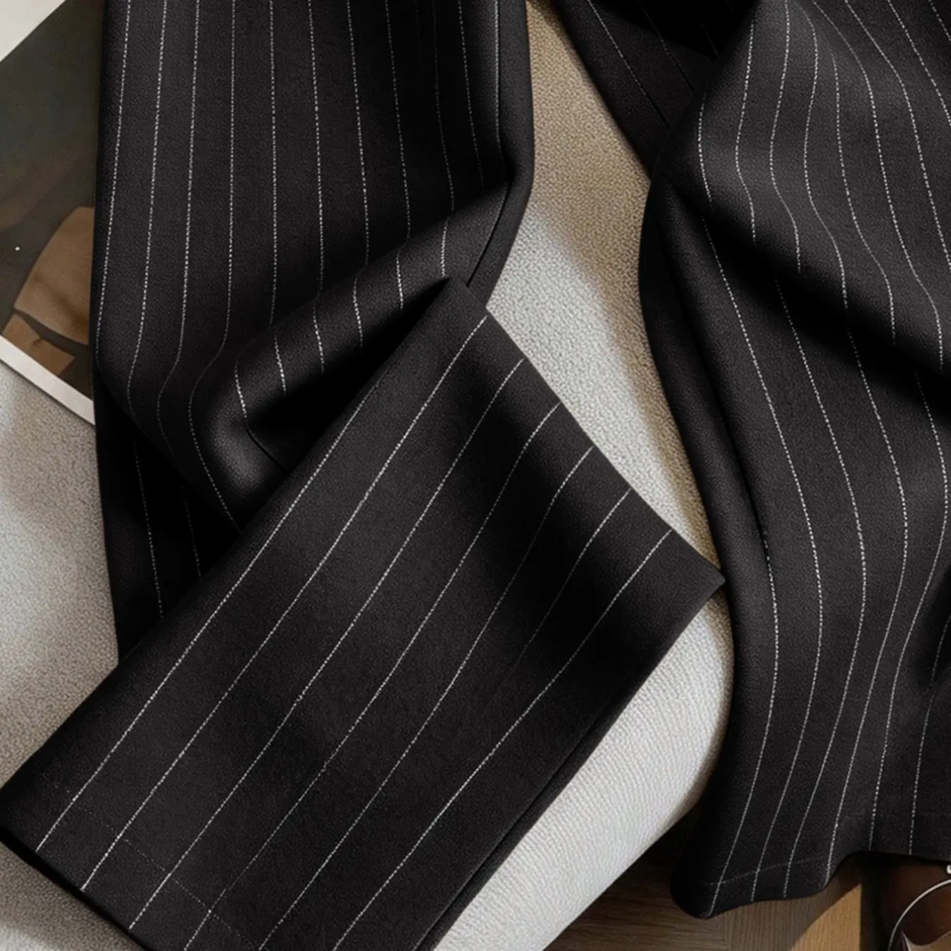 Women's Vertical Stripe High-Waist Suit Pants