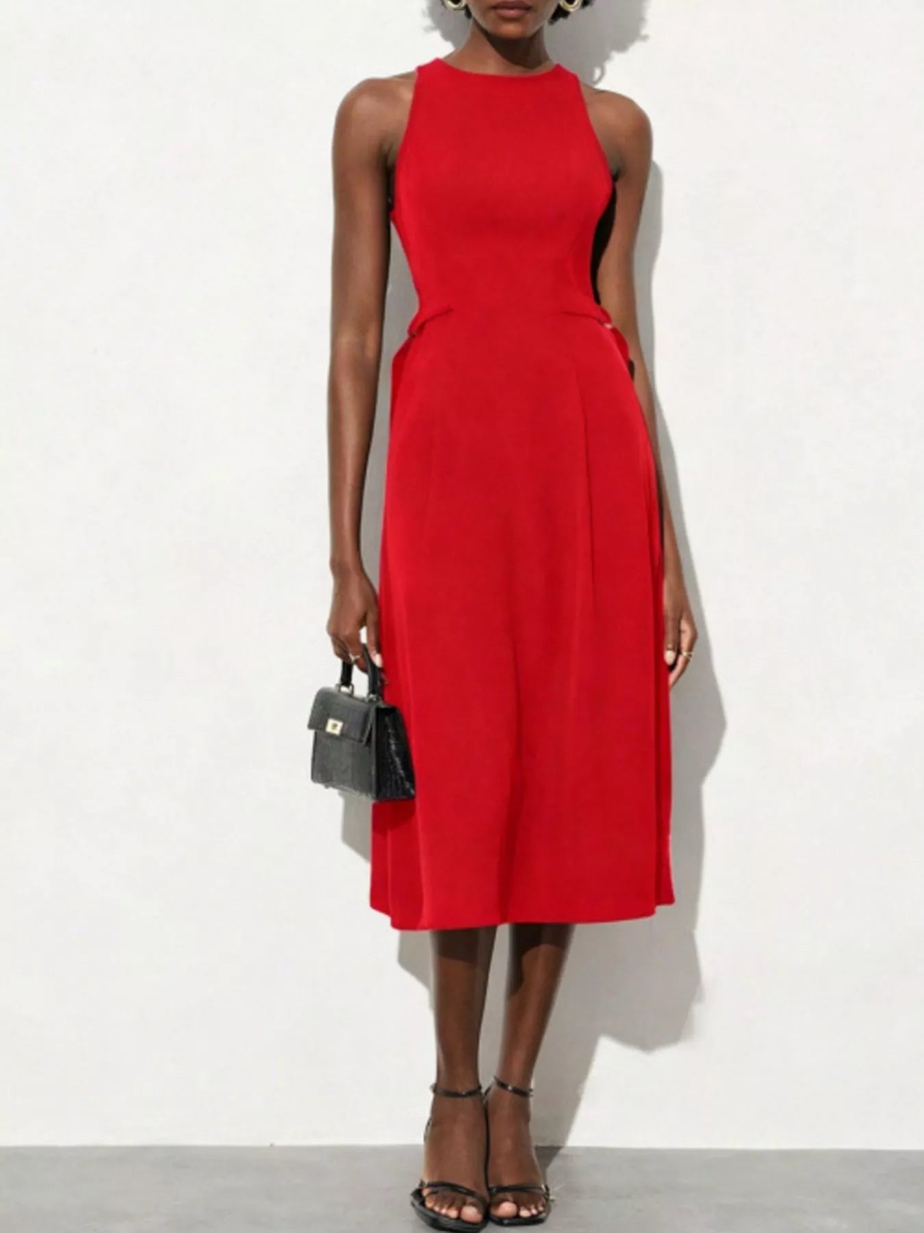 Ladylike Sleeveless Midi Dress-Tactilefable