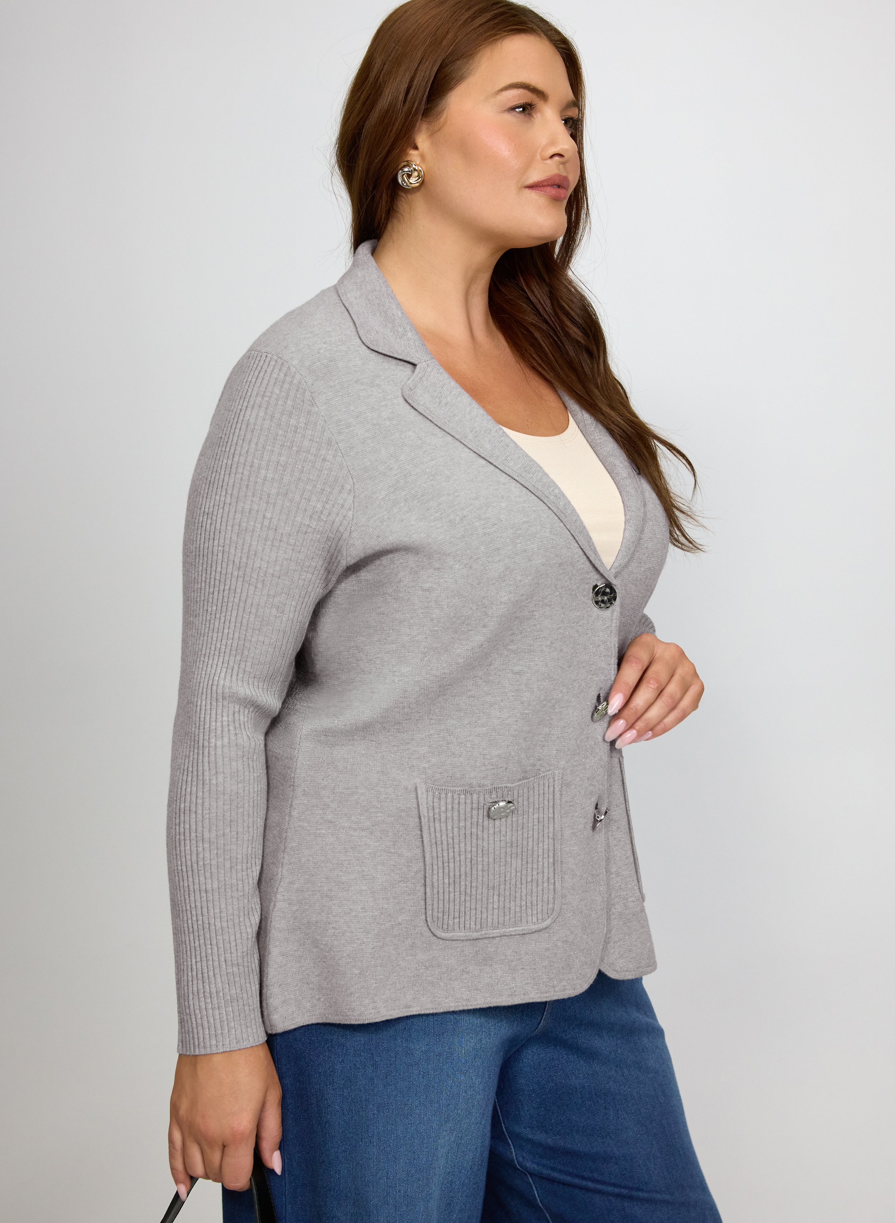 Knit Blazer-Style Cardigan-Tactilefable