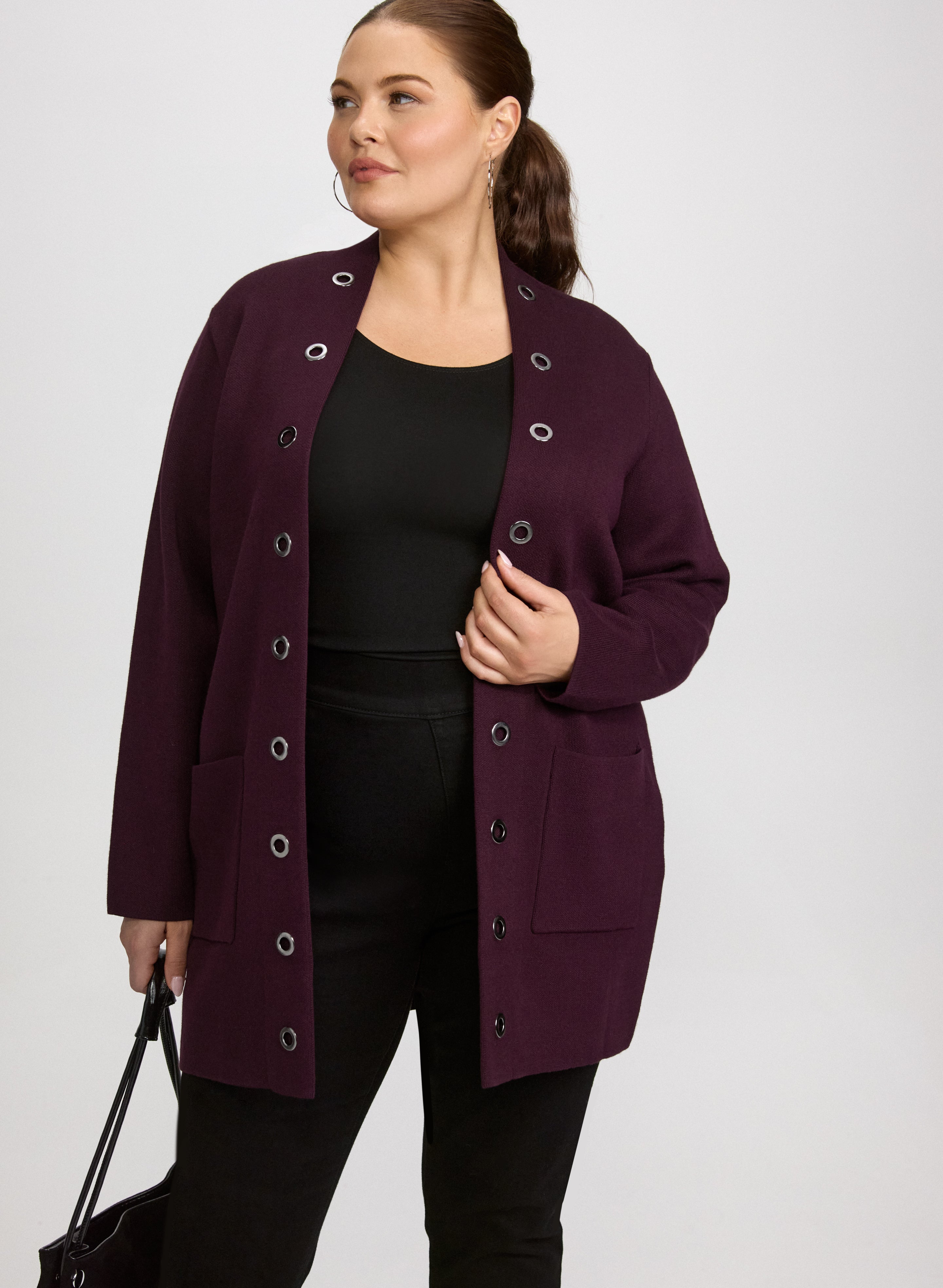 Grommet Detail Cardigan-Tactilefable
