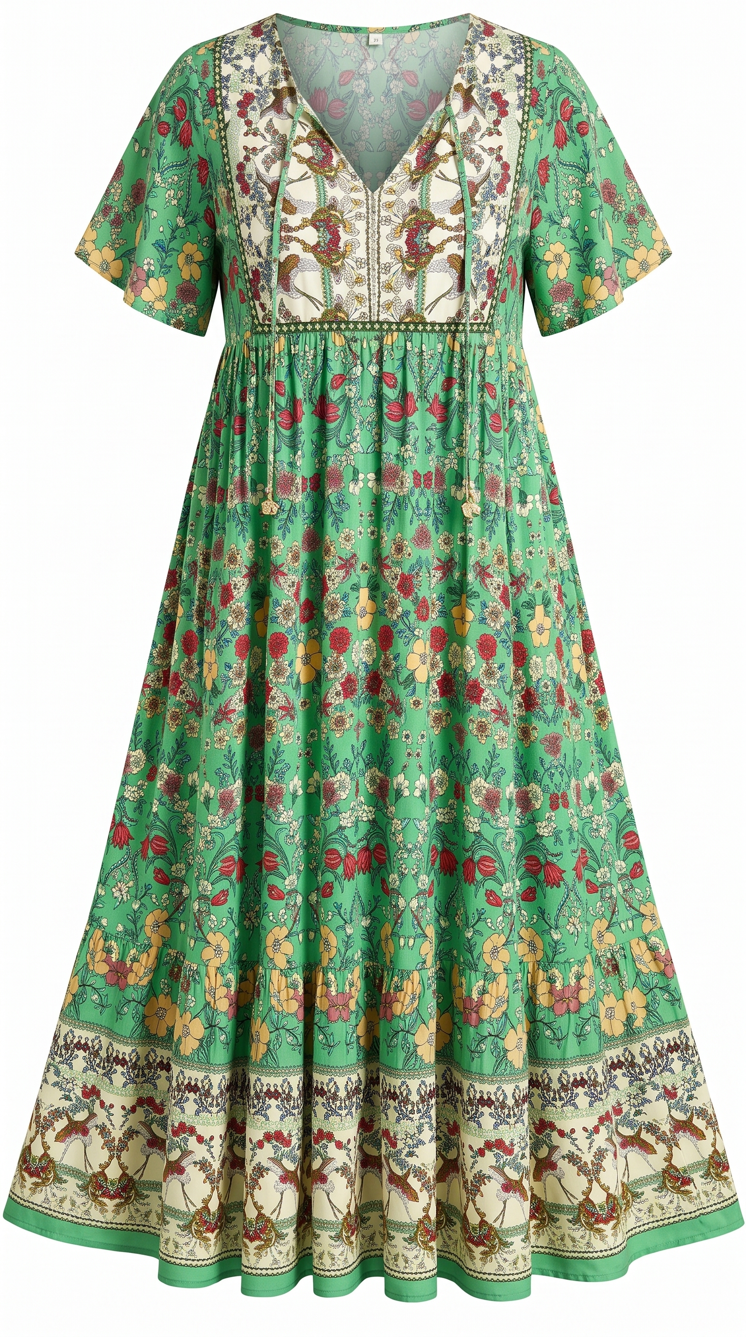 Floral Boho V-Neck Flutter Sleeve Maxi Dress-Tactilefable