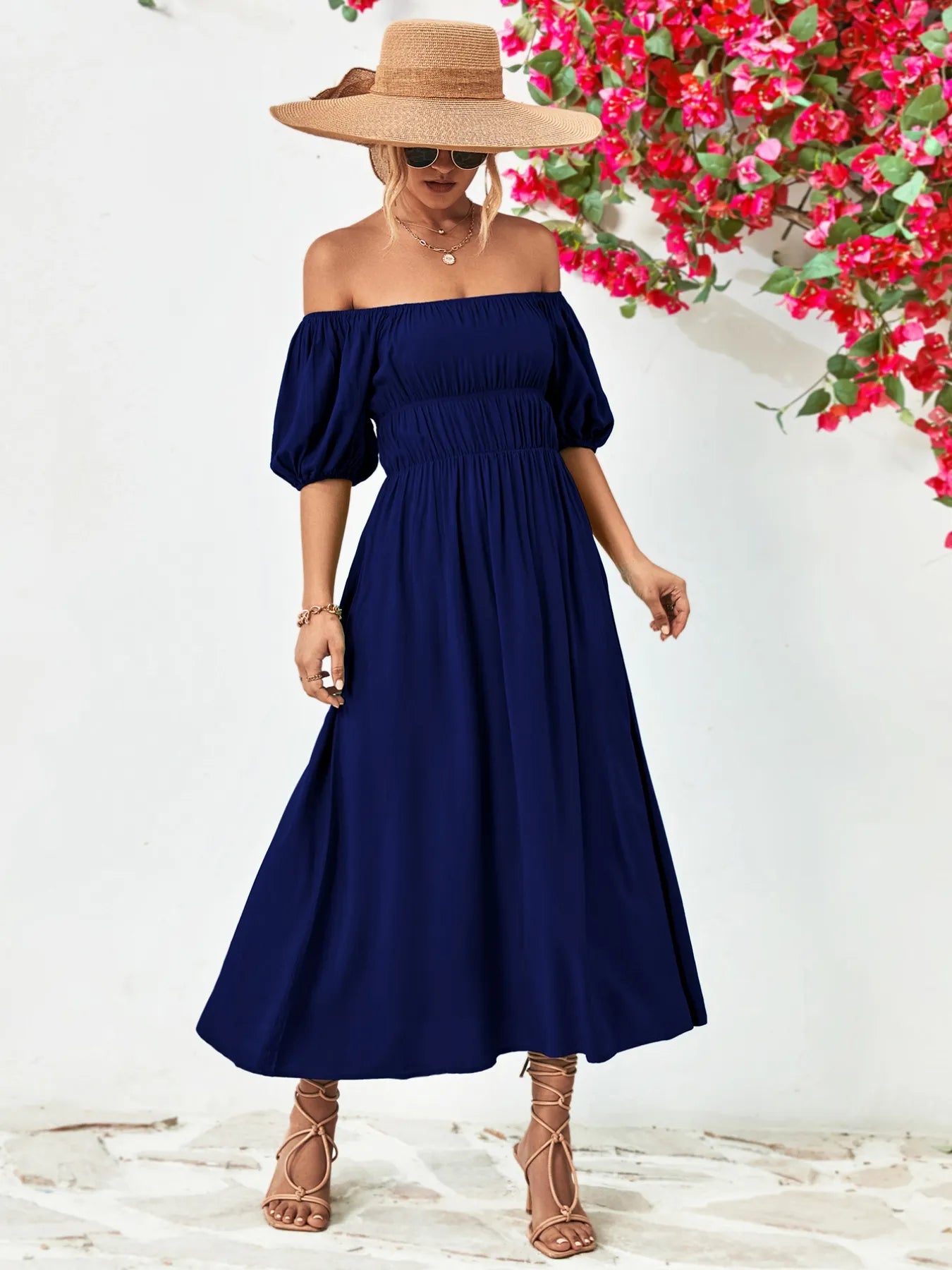 Boho Chic Puff Sleeve Maxi Dress | 3 Colors-Tactilefable